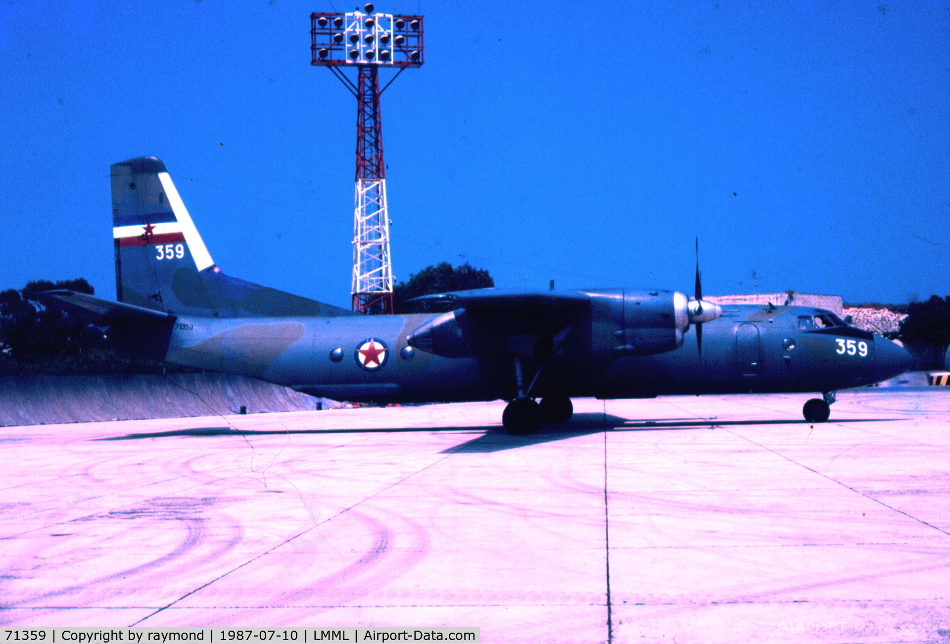 71359, Antonov An-26 C/N 3606, An26 71359 Yugoslav Air Force on a tech stop in Malta.