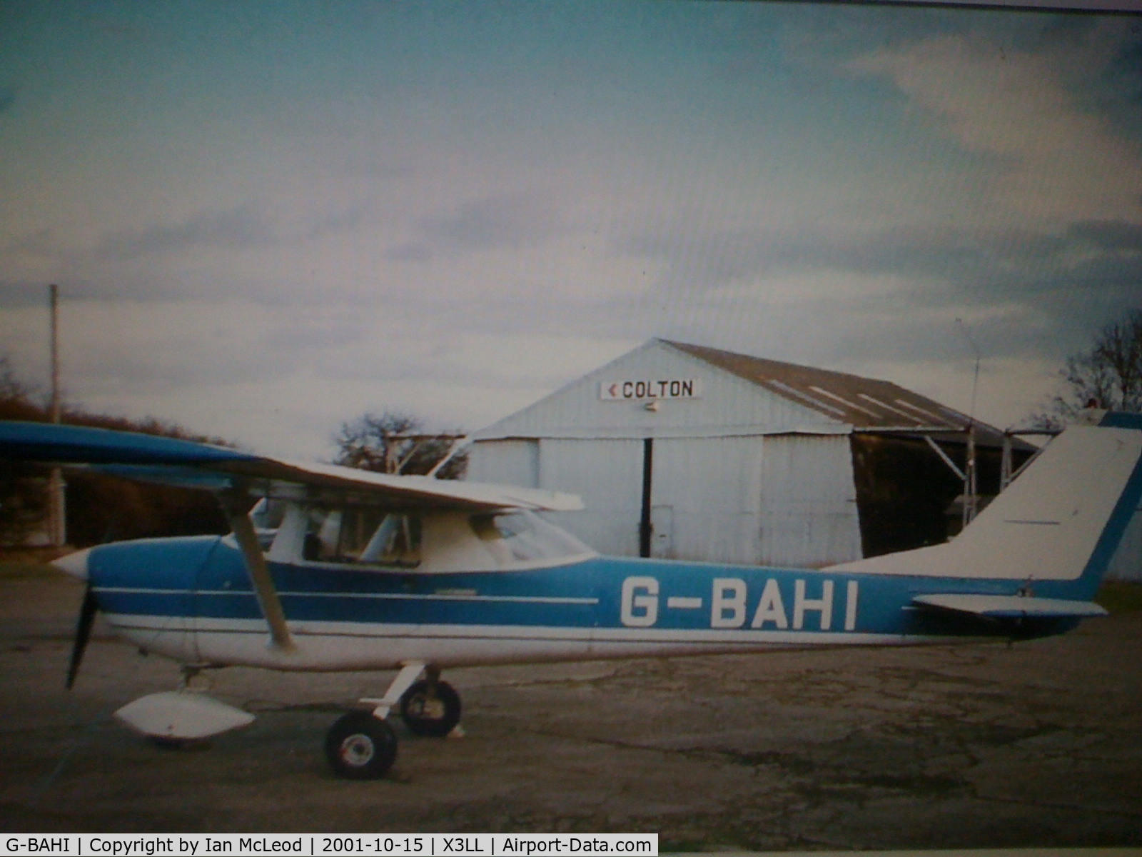 G-BAHI, 1968 Reims F150H C/N 0330, G-BAHI parked at little staughton before the aircraft was damaged by high winds.