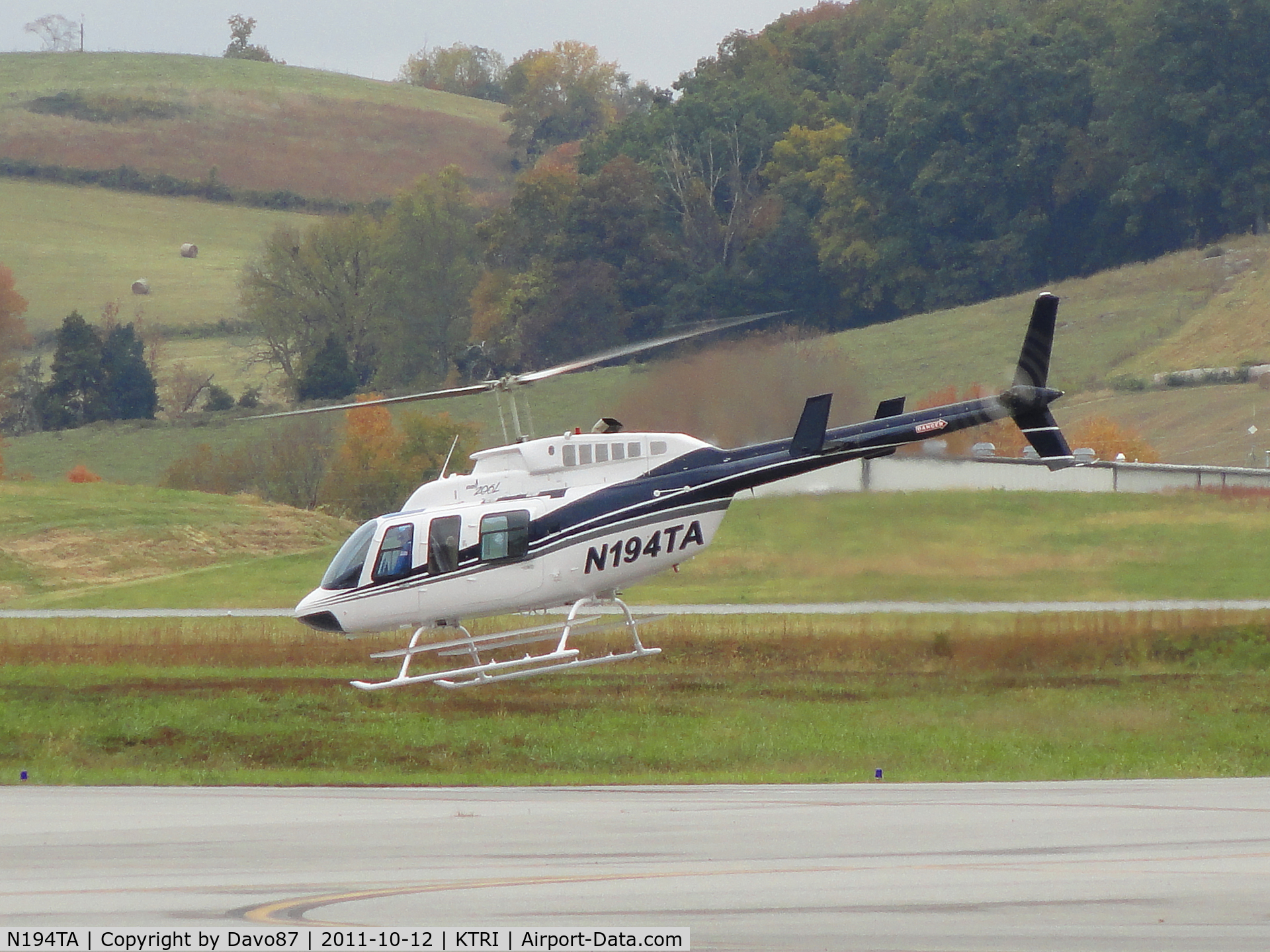 N194TA, 1991 Bell 206L-3 LongRanger III C/N 51542, Bell 206L-3 Helicopter practicing landings at Tri-Cities Airport (KTRI) in Blountville, TN on October 12, 2011.