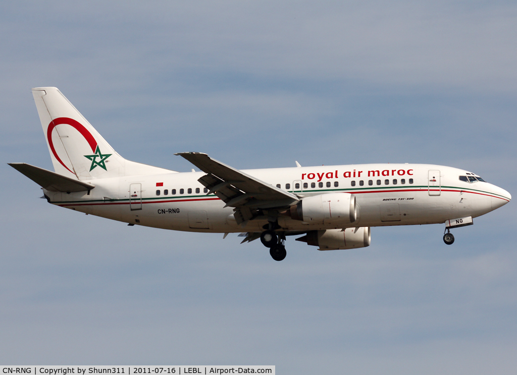 CN-RNG, 1995 Boeing 737-5B6 C/N 27679, Landing rwy 25R