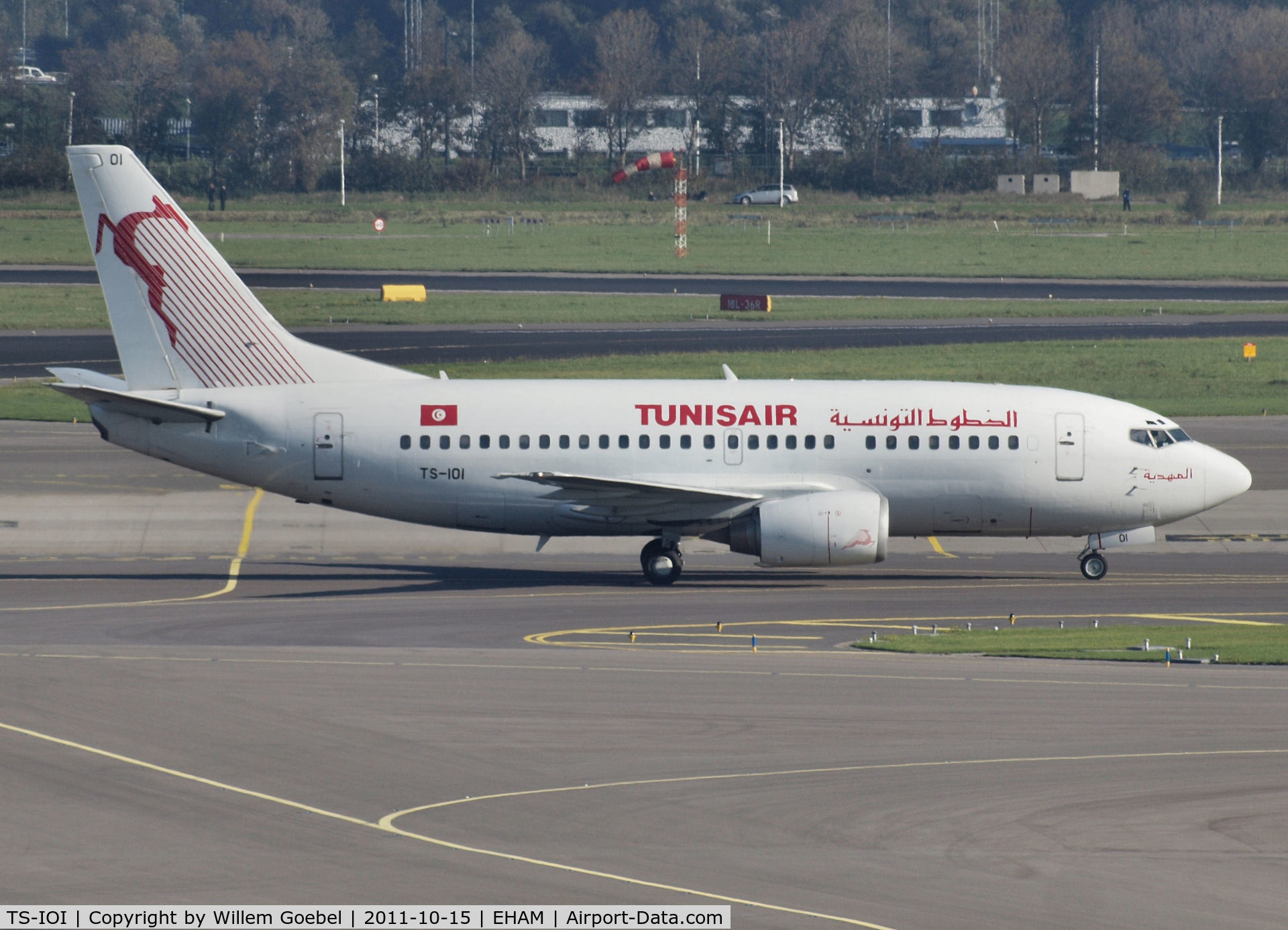 TS-IOI, 1994 Boeing 737-5H3 C/N 27257, Taxi to the gate of Schiphol Airport