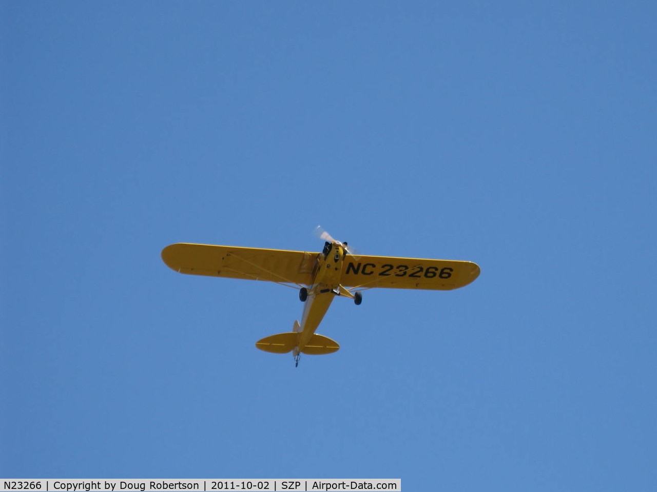 N23266, 1939 Piper J3C-65 Cub Cub C/N 3113, 1939 Piper J3C-65 CUB, Continental A&C65 65 Hp, takeoff climb Rwy 22