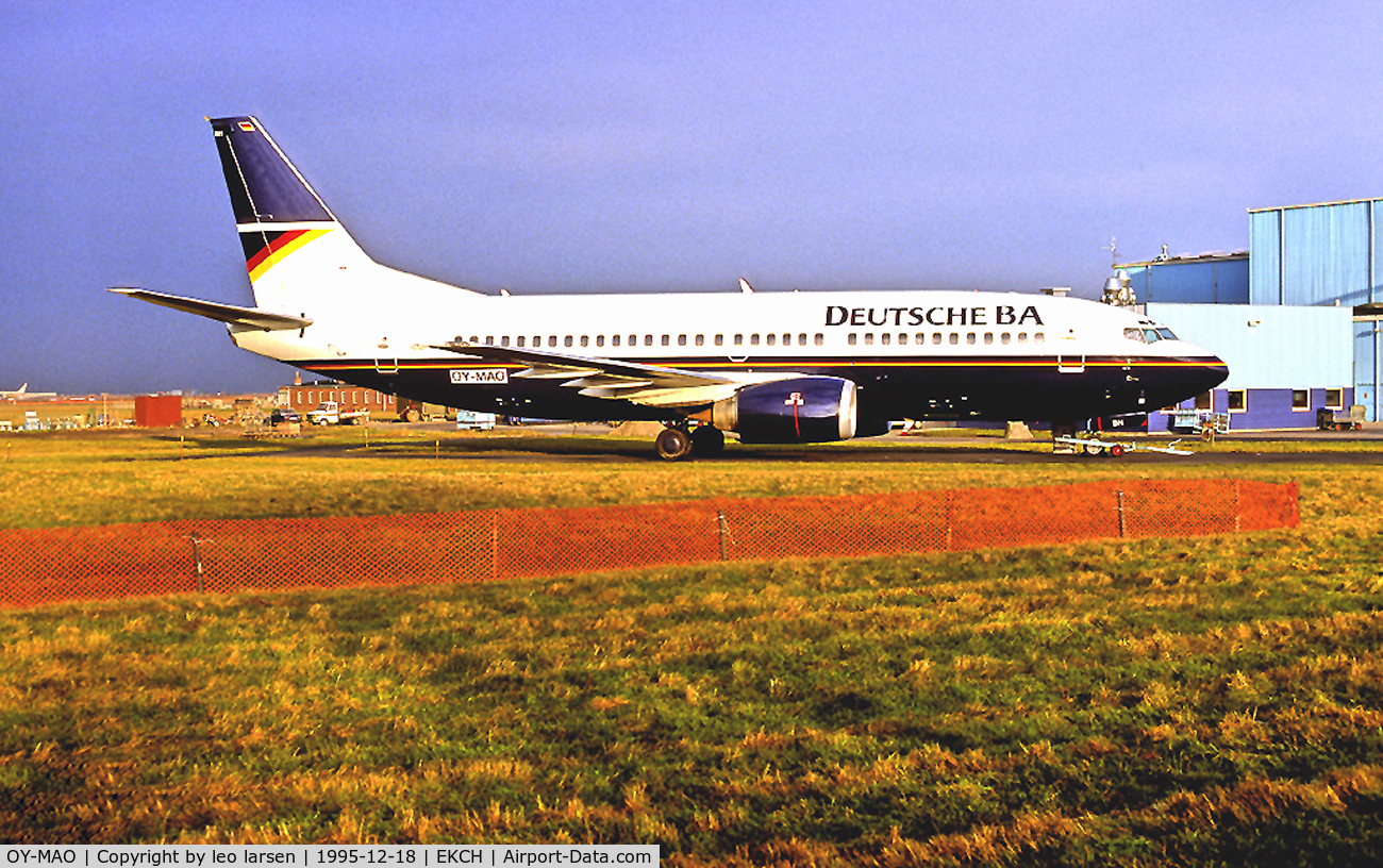 OY-MAO, 1994 Boeing 737-3L9 C/N 27336, CPH Kastrup 18.12.95 before lease to
Deutsche BA