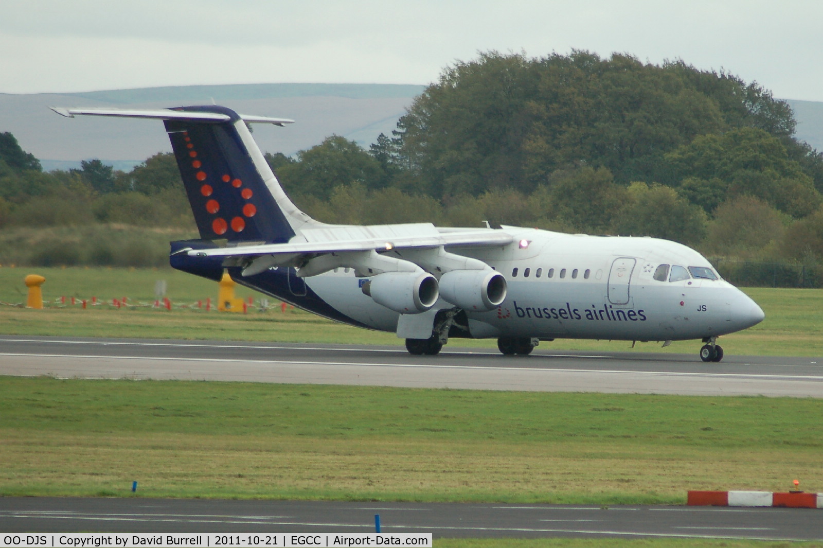 OO-DJS, 1996 British Aerospace Avro 146-RJ85 C/N E.2292, Brussels Airlines BAE Avro 146-RJ85 Lands Manchester.
