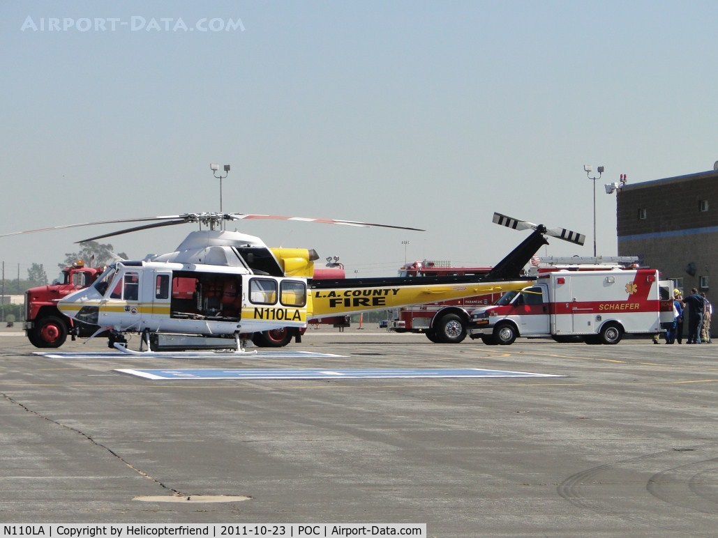 N110LA, 2005 Bell 412EP C/N 36392, Waiting for a patient from the ambulance to transport to a medical\trauma center