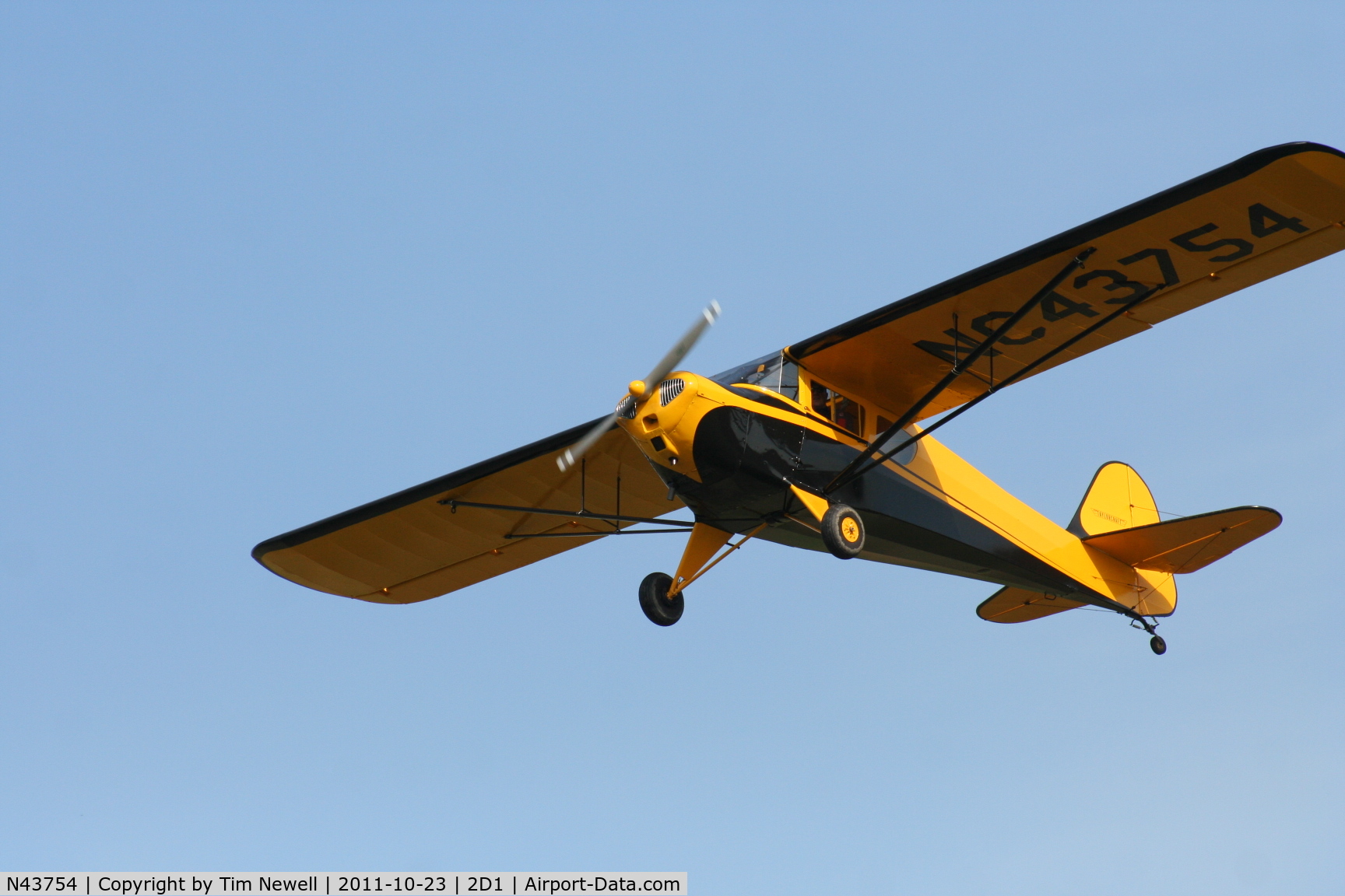 N43754, 1946 Taylorcraft BC12-D C/N 7413, NC 43754 on her first flight in 22 years