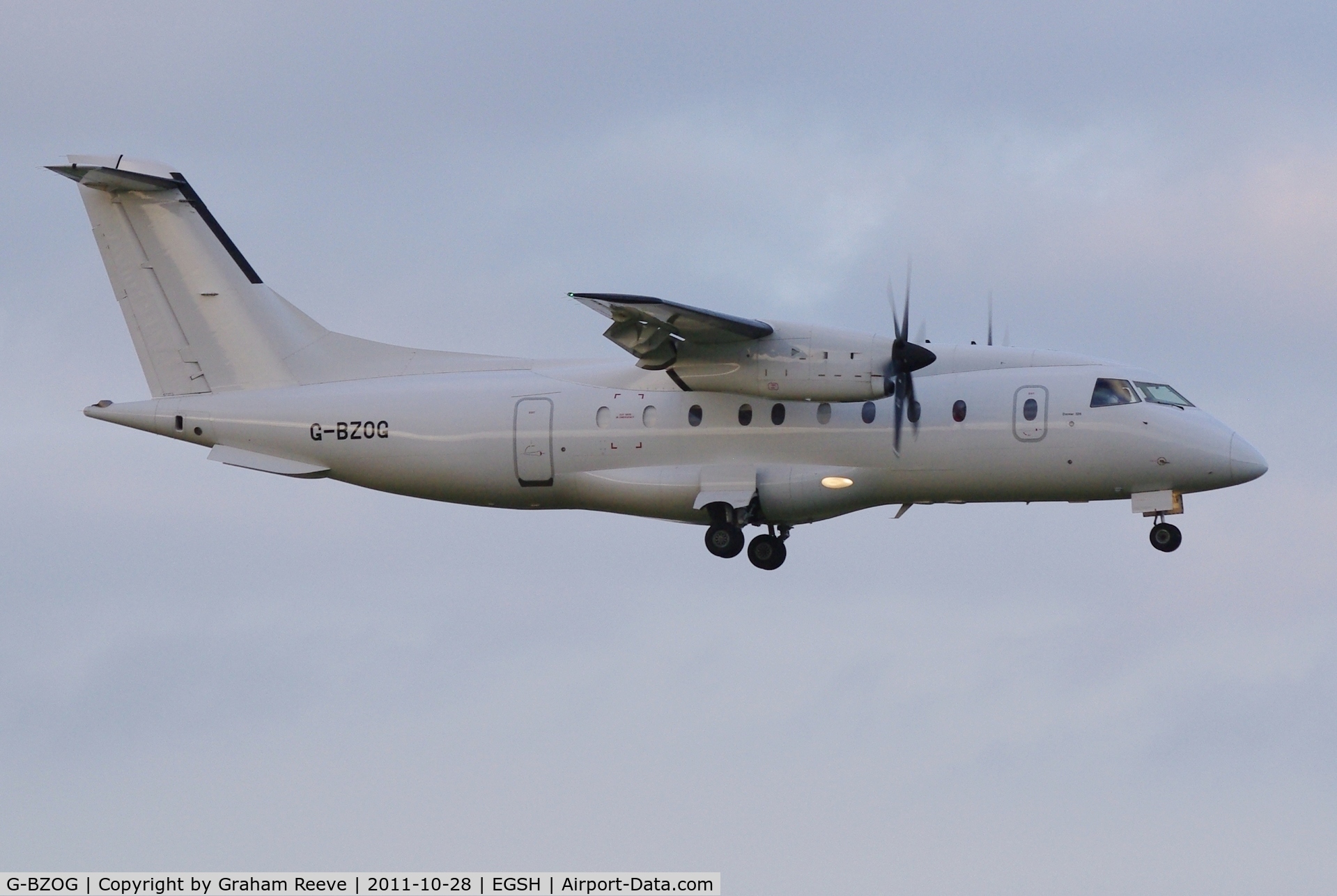 G-BZOG, 1998 Dornier 328-100 C/N 3088, about to touch down.