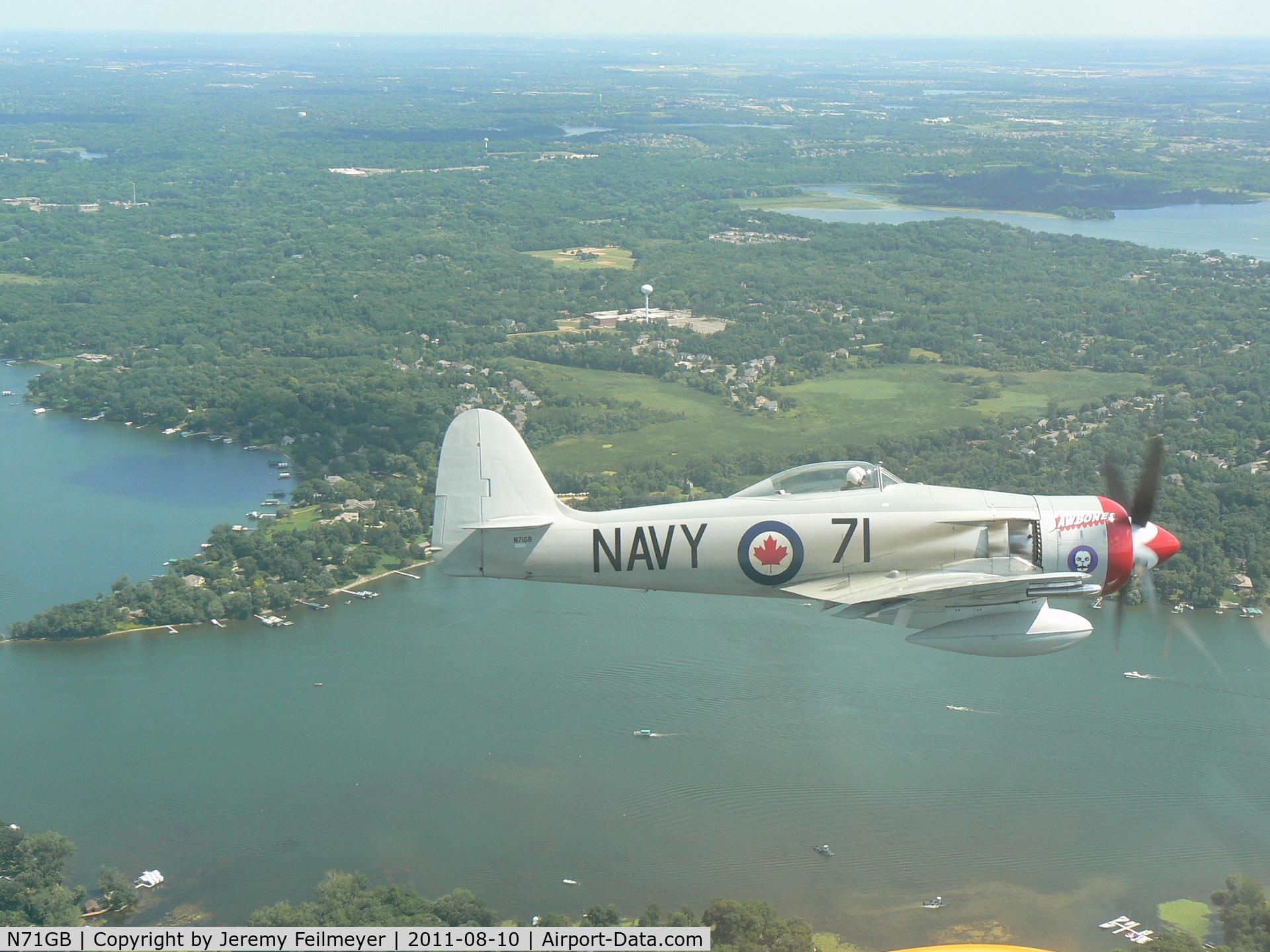 N71GB, 1949 Hawker Sea Fury T.20 C/N 37525, Taken over Lake Minnetonka, MN