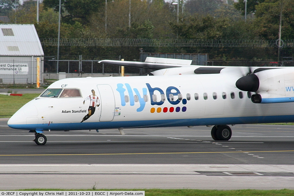G-JECF, 2004 De Havilland Canada DHC-8-402Q Dash 8 C/N 4095, named after Adam Stansfield, former Exeter City footballer who tragically died at the age of 31 after suffering from colorectal cancer