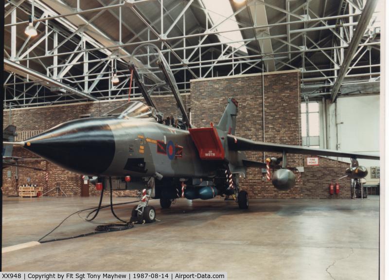 XX948, 1975 Panavia Tornado GR.1 C/N P.06, XX948 at handover RAF Cosford after conversion by Singer Link Miles as the Weapon System Training Rig, training airframe serial 8879M