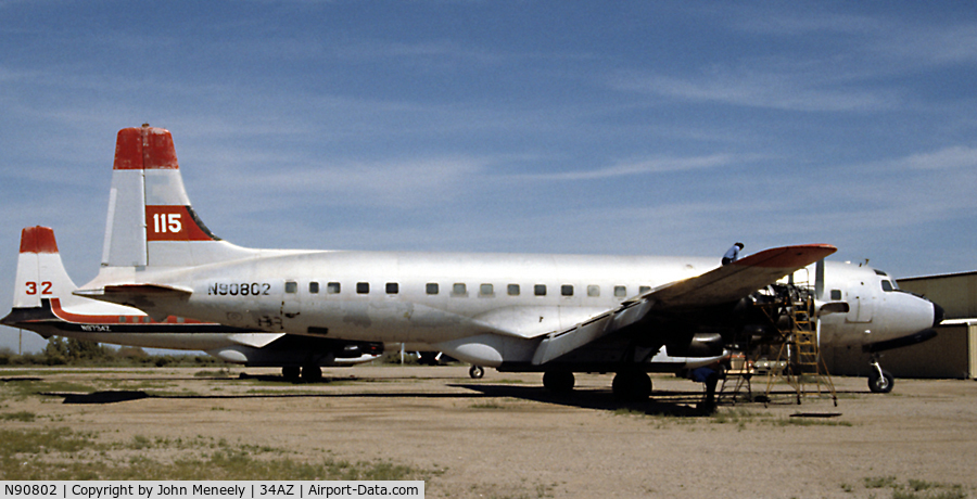 N90802, 1956 Douglas DC-7C Seven Seas Seven Seas C/N 45112, March 1994 - parked