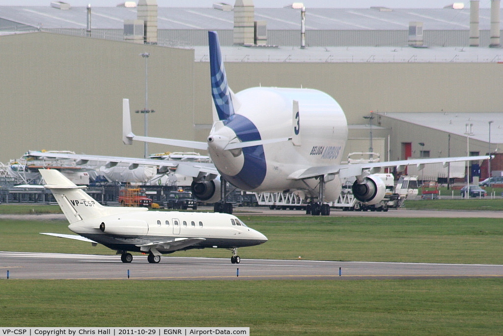 VP-CSP, 1991 British Aerospace BAe.125 Series 800A C/N 258210, Springline HS125 with Beluga F-GSTC in the background