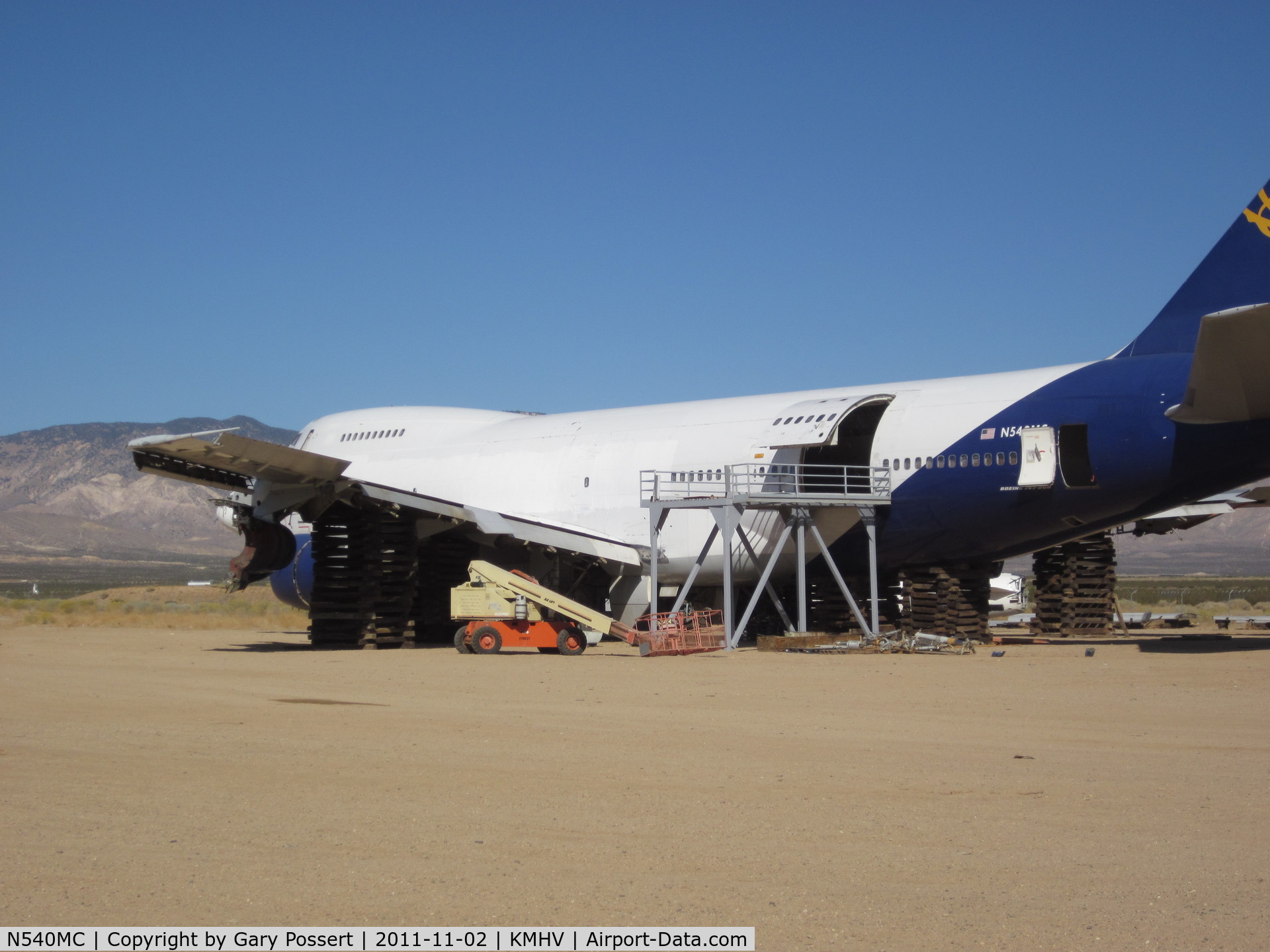 N540MC, 1980 Boeing 747-243B C/N 22508, Nov. 2, 2011, Being disassembled at Mojave, CA