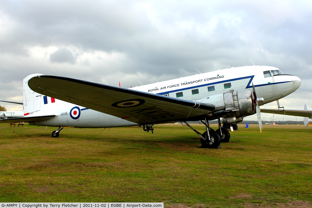 G-AMPY, 1944 Douglas C-47B-15-DK Dakota 4 C/N 26569, At Airbase Museum at Coventry Airport for Oil Spill Standby