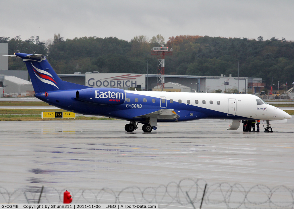 G-CGMB, 2000 Embraer ERJ-135ER (EMB-135ER) C/N 145189, Parked near the control Tower after emergency landing due to technical problems...