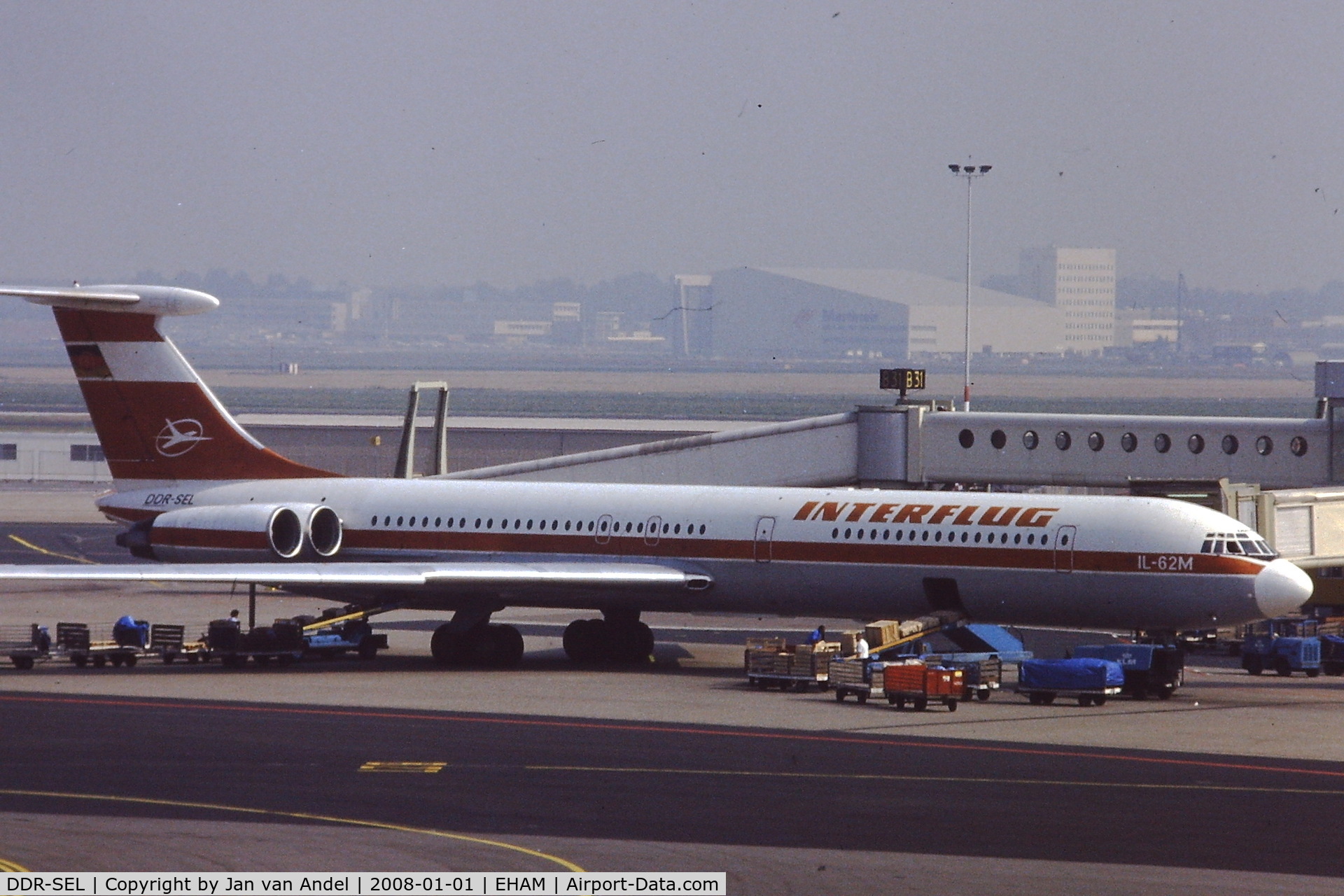 DDR-SEL, 1979 Ilyushin Il-62M C/N 4934734, iL-62M at Schiphol airport Amsterdam, early 1980 's