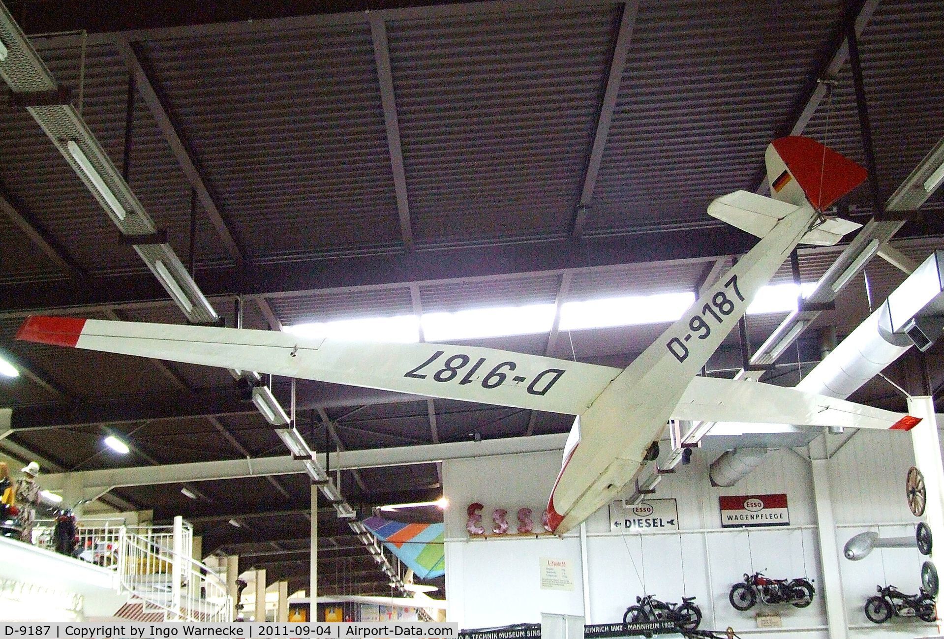 D-9187, Scheibe L-Spatz 55 C/N 565, Scheibe L-Spatz 55 at the Auto & Technik Museum, Sinsheim