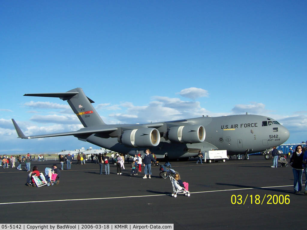 05-5142, 2005 Boeing C-17A Globemaster III C/N P-142, Static display during the Capital Airshow in Sacramento, at the former Mather Air Force base.