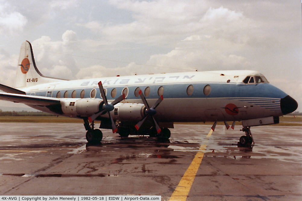 4X-AVG, 1959 Vickers Viscount 831 C/N 419, Fuel-stop at Dublin on ferry flight from Israel to Arizona