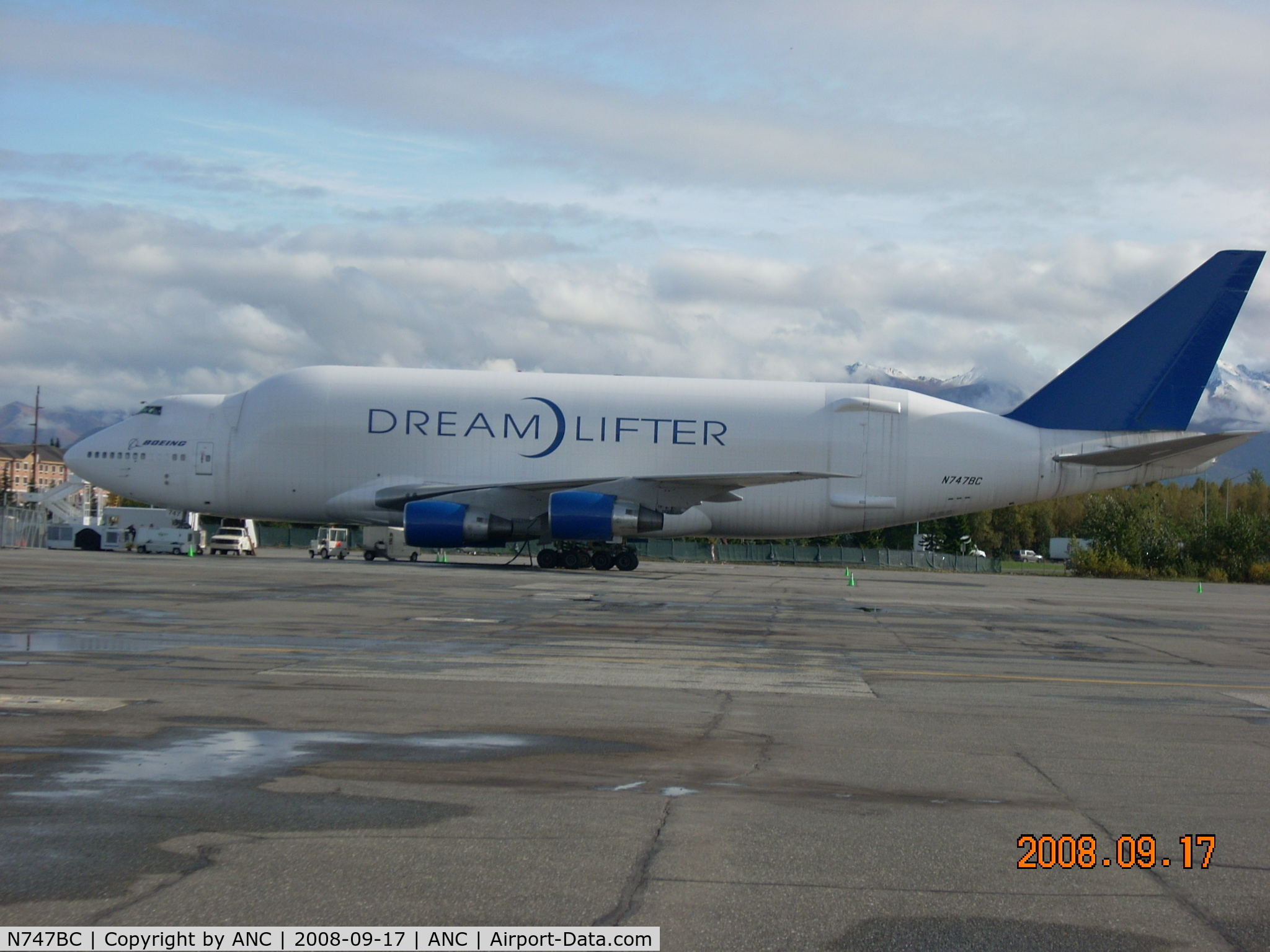 N747BC, 1992 Boeing 747-4J6 C/N 25879, DREAMLIFTER ANC RAMP  (tech stop)