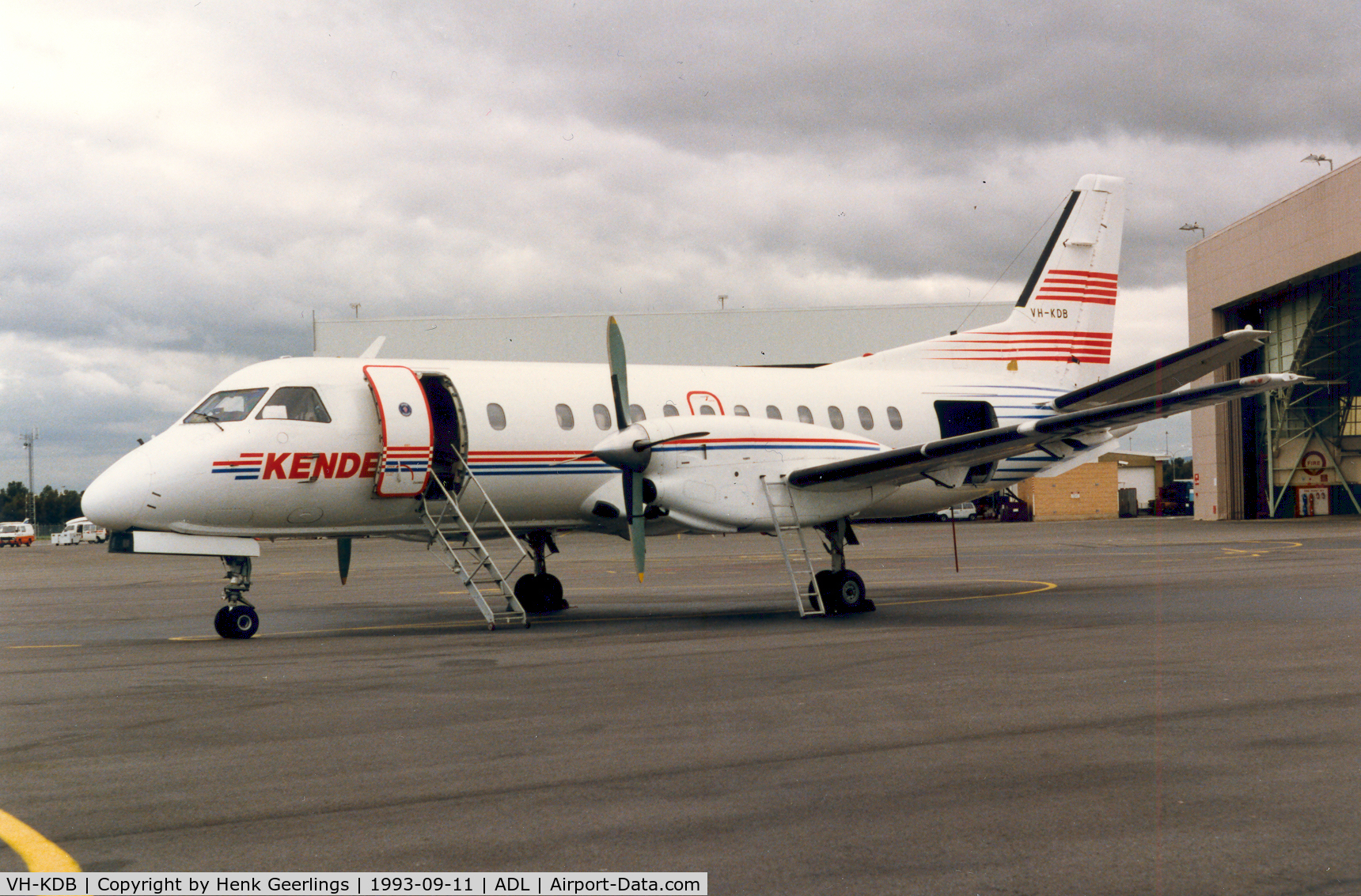 VH-KDB, 1984 Saab-Fairchild SF340 C/N 340A-008, Kendell Airlines. Ex PH-KJK of Netherlines