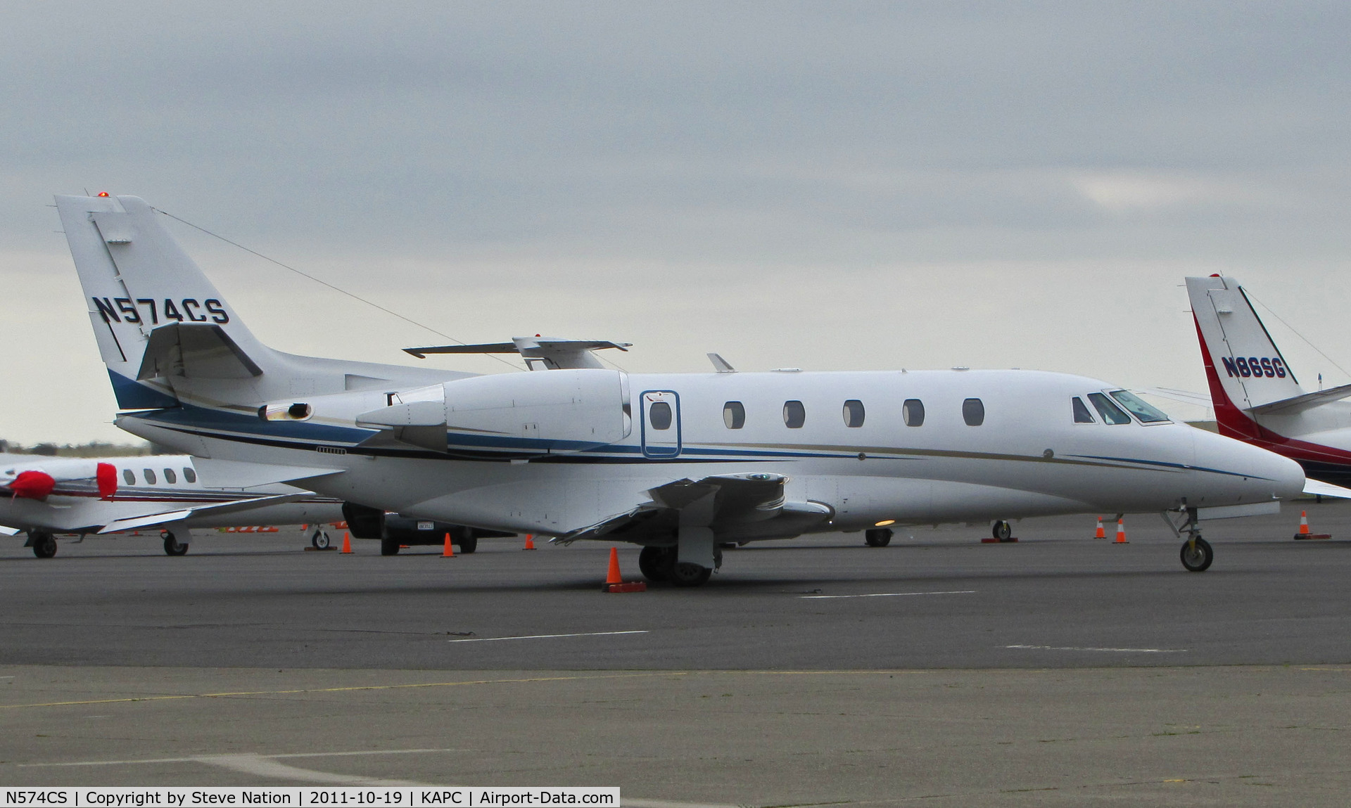 N574CS, Cessna 560XL C/N 560-5705, Citation Shares Sales (Greenwich, CT) 2007 Cessna 560XL arriving at Napa, CA