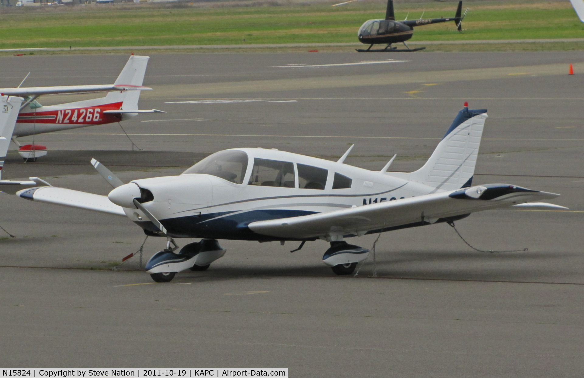 N15824, 1972 Piper PA-28-180 C/N 28-7305156, McCrane Inc (Fairfield, CA) 1972 Piper PA-28-180 in new blue/white cs @ Napa, CA