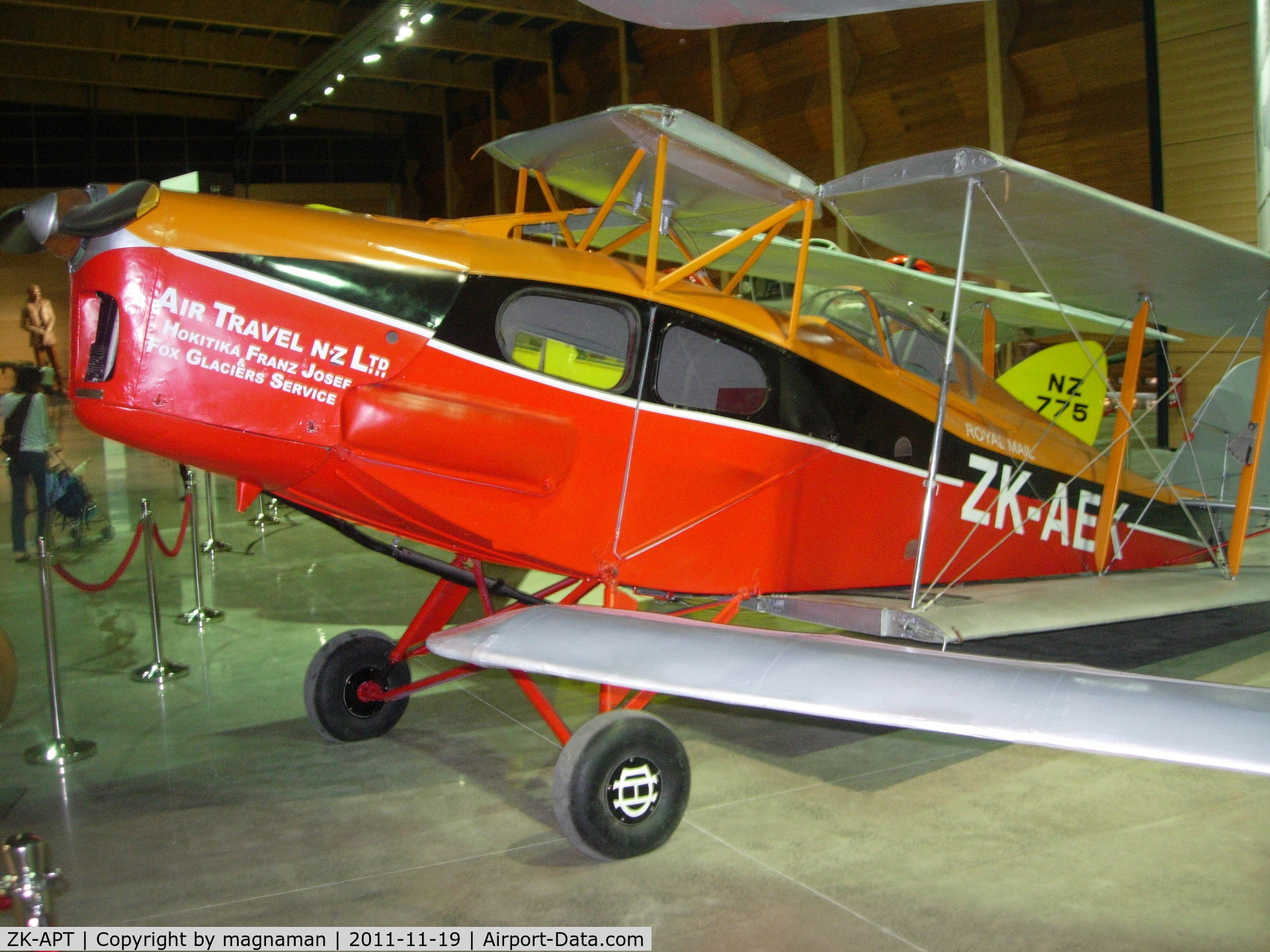 ZK-APT, 1947 De Havilland DH.83 Fox Moth C/N FM48, Painted as AEK in honour of someone famous.