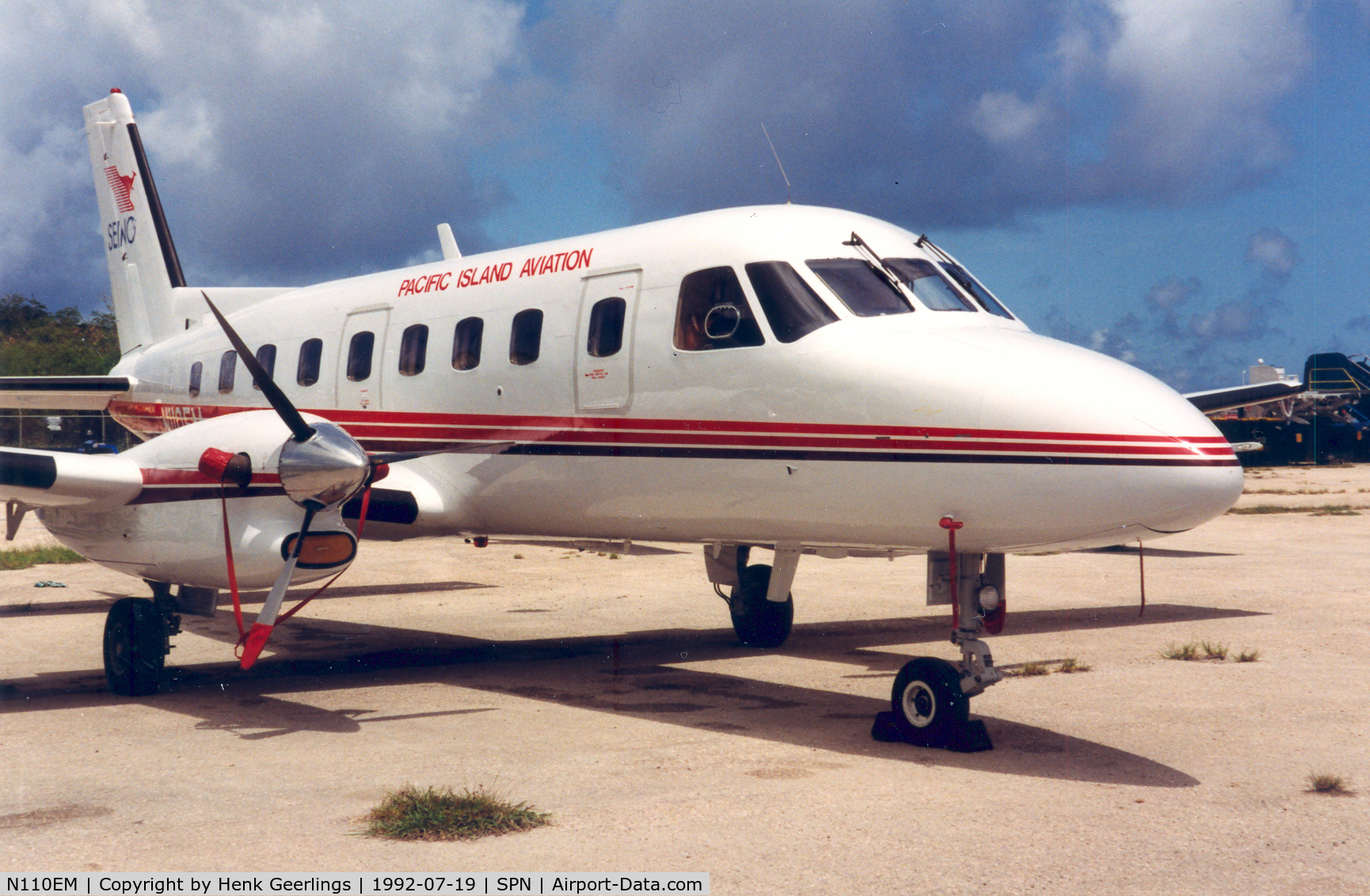 N110EM, 1982 Embraer EMB-110P1 Bandeirante C/N 110.426, Pacific Island Aviation , Saipan , 19 jul '92