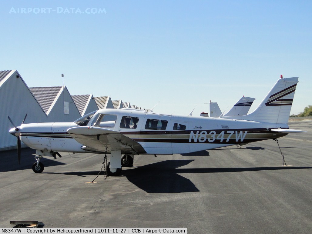 N8347W, 1981 Piper PA-32R-301 C/N 32R-8113049, Tied down and parked in transient parking