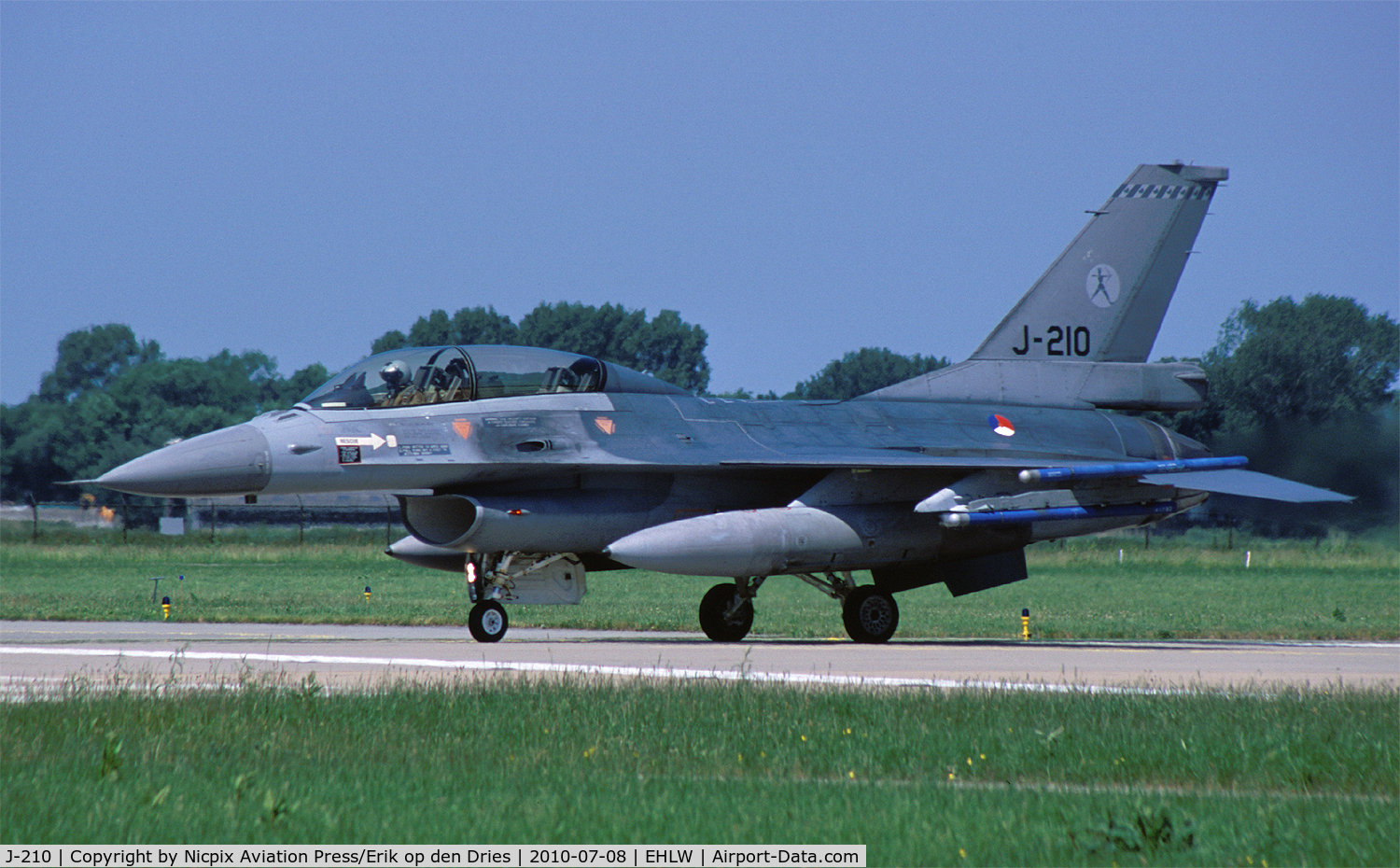 J-210, 1983 General Dynamics F-16BM Fighting Falcon C/N 6E-29, Royal Netherlands AF F-16BM with registration J-210 is assigned to 323 sqn and based at Leeuwarden AB.