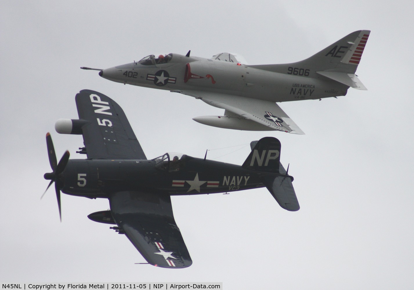 N45NL, 1951 Vought F4U-5NL Corsair C/N 124692, Legacy flight with A-4