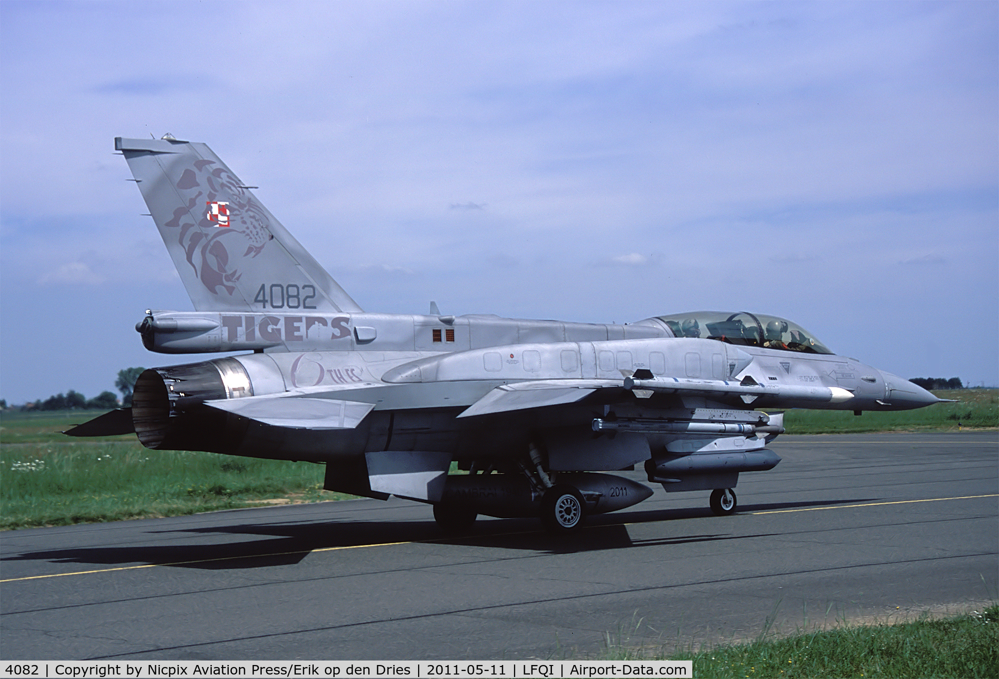 4082, Lockheed Martin F-16D Fighting Falcon C/N JD-7, Poland AF 6th FS is also a member of the Tigermeet association. 4082 was painted in a special livery for the 50th anniversary of the NATO Tigermeet at Cambrai AB.