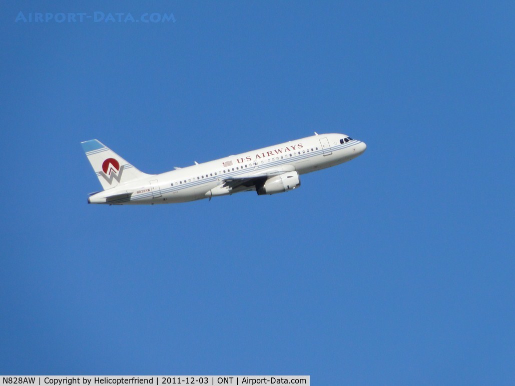 N828AW, 2001 Airbus A319-132 C/N 1552, American West, US Airways taking off from runway 8L