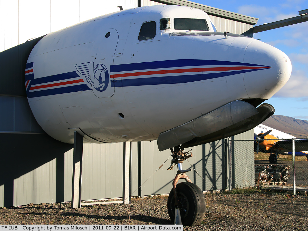 TF-IUB, 1956 Douglas DC-6A C/N 44907, The nose section of this aircraft is displayed outside the Aviation museum in Akureyri.