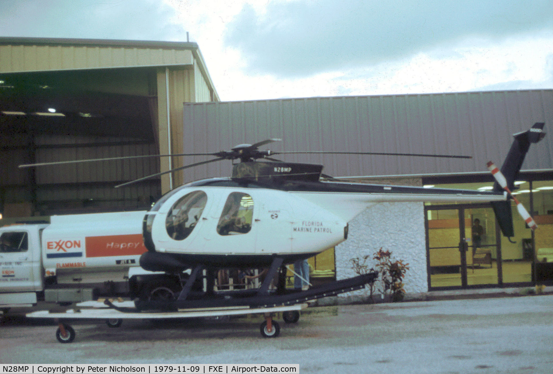 N28MP, Hughes 369D C/N 970191D, Hughes 369D of Florida Marine Patrol seen at Fort Lauderdale Ezxecutive in November 1979.