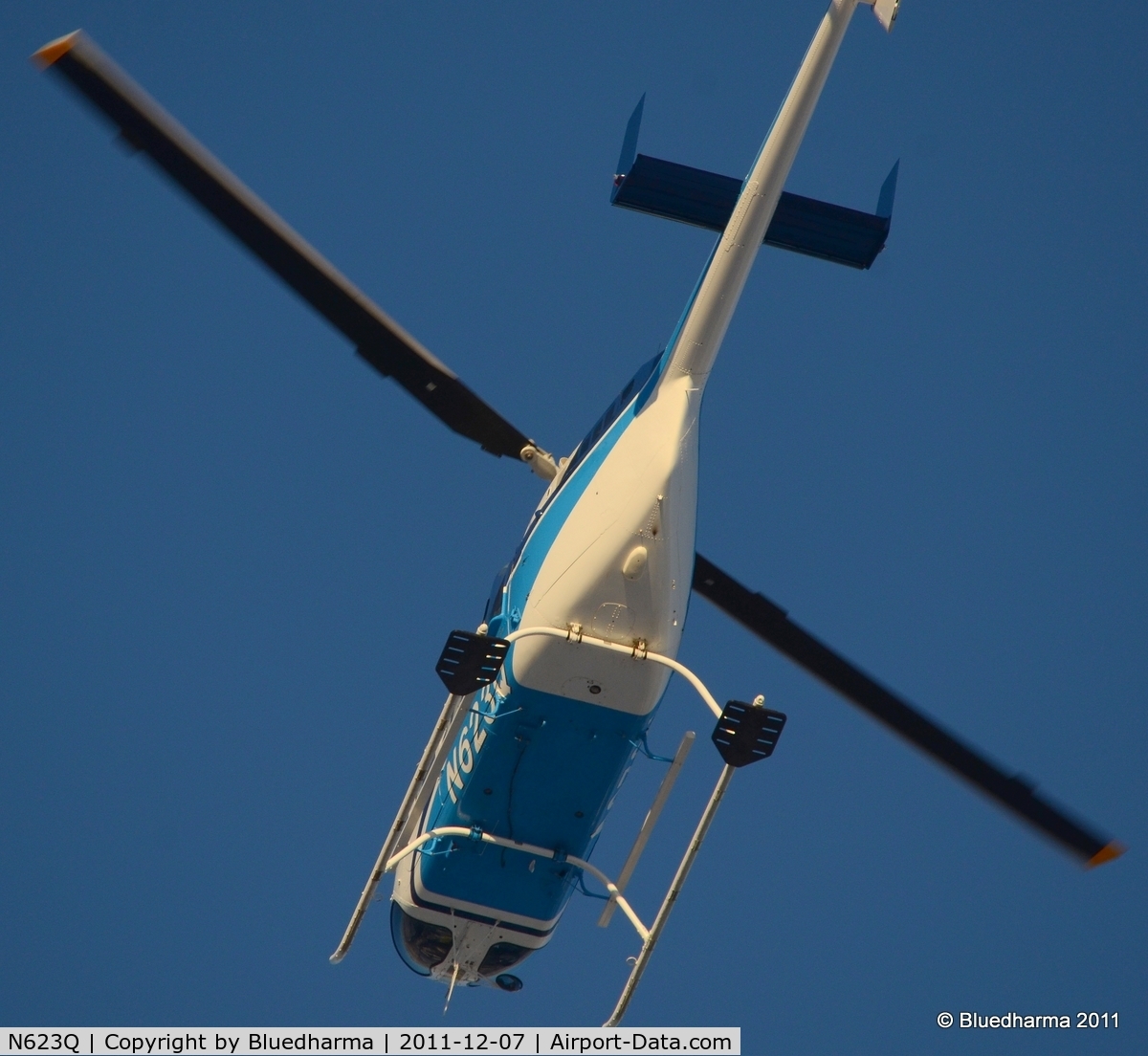 N623Q, 1988 Bell 206L-3 LongRanger III C/N 51258, Flying over West Littleton, Colorado.
