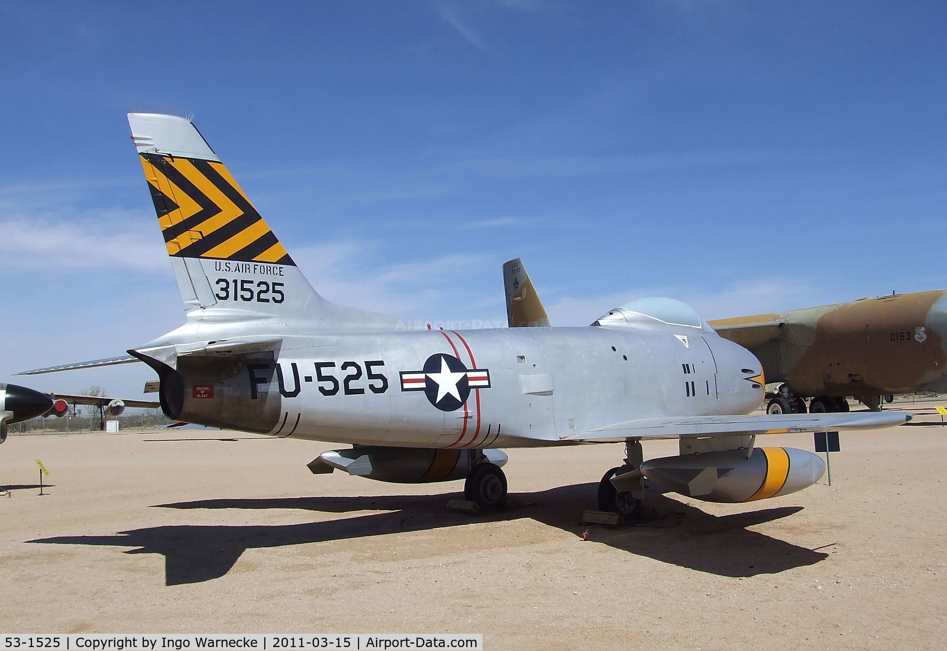 53-1525, 1953 North American F-86H Sabre C/N 203-297, North American F-86H Sabre at the Pima Air & Space Museum, Tucson AZ
