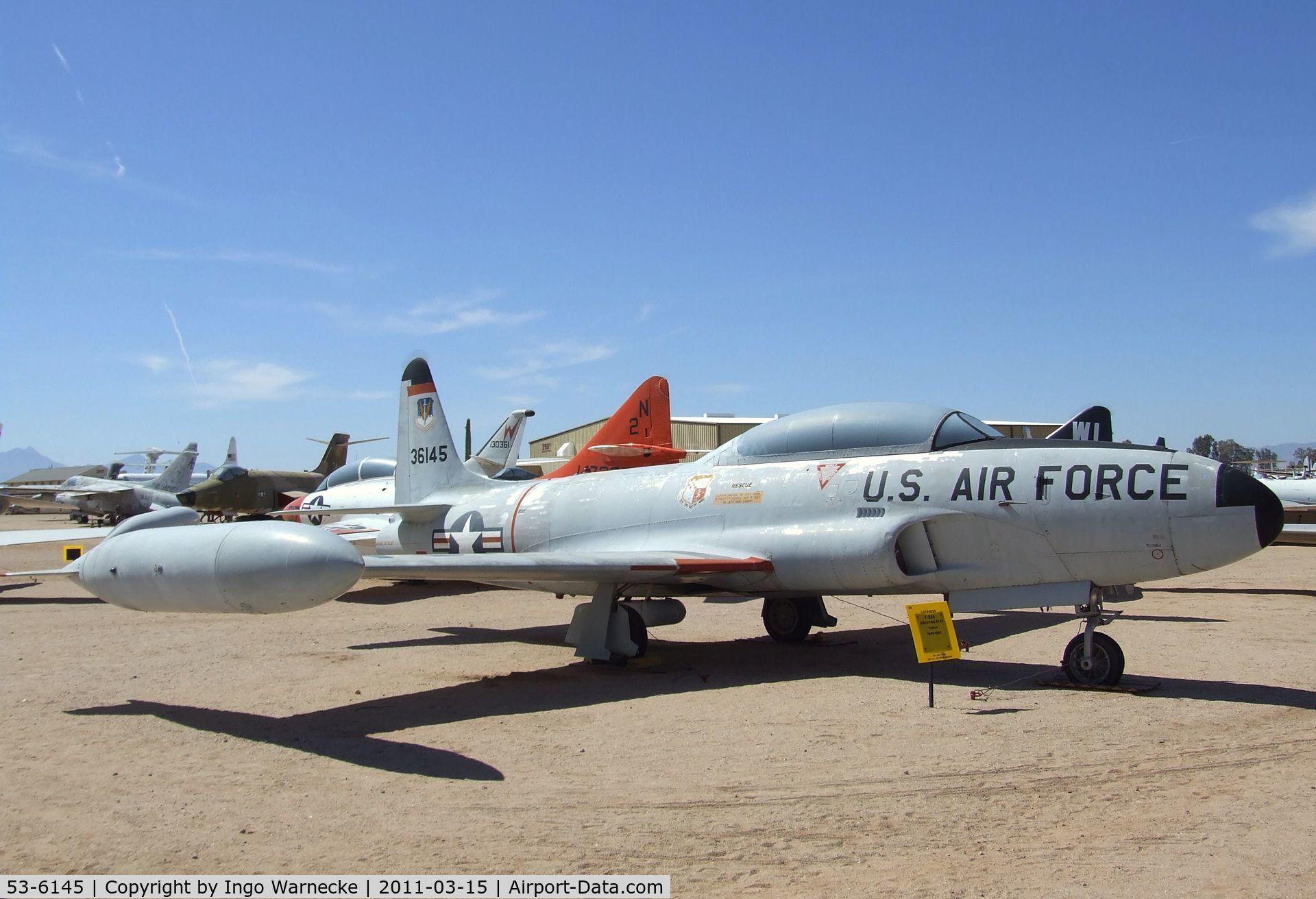 53-6145, 1953 Lockheed T-33A Shooting Star C/N 580-9767, Lockheed T-33A at the Pima Air & Space Museum, Tucson AZ