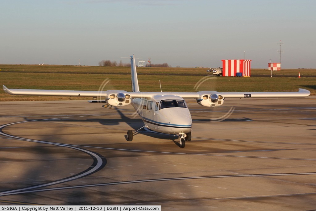 G-GIGA, 2011 Vulcanair P-68C C/N 468/C, Arriving at SaxonAir.