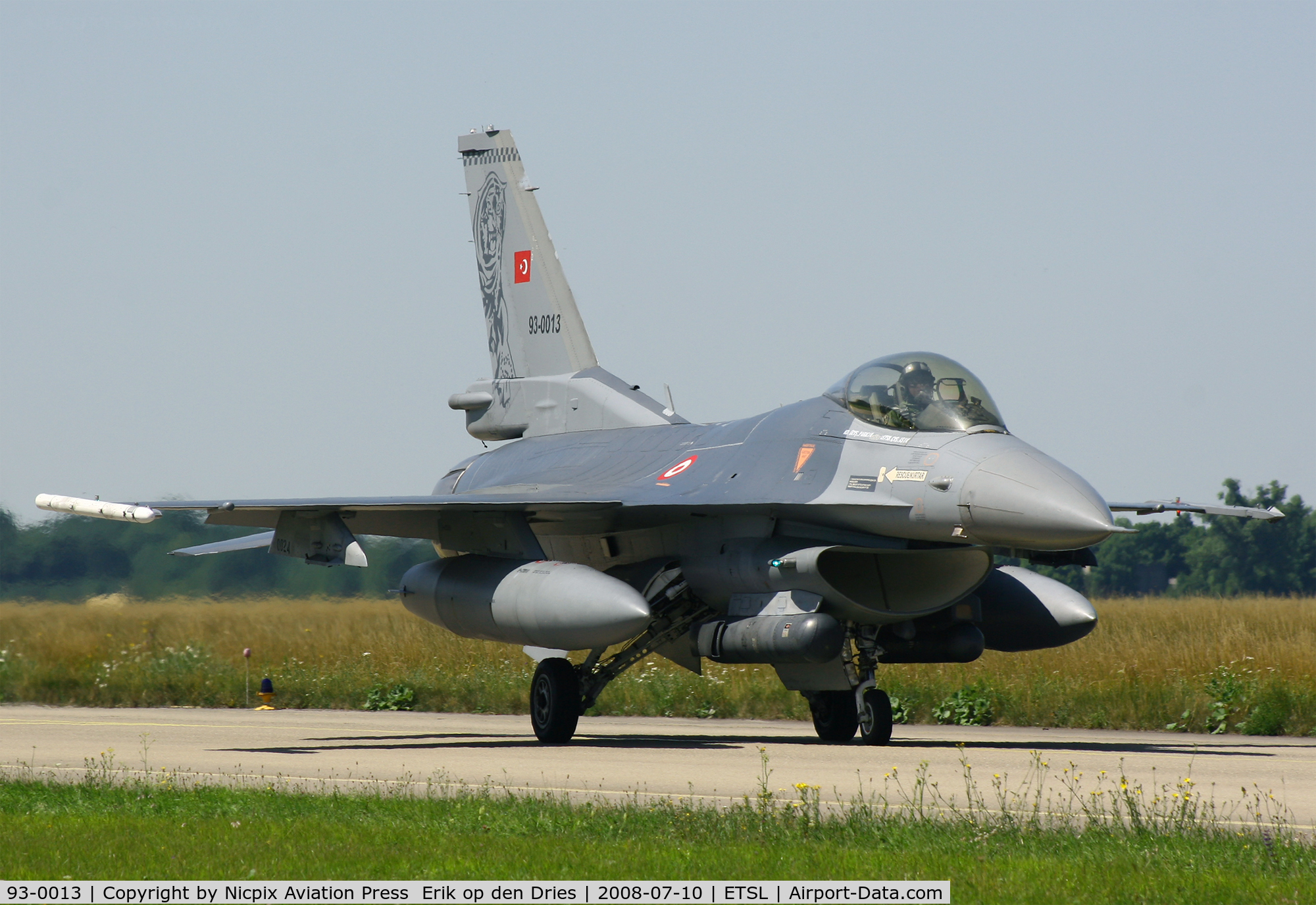 93-0013, Lockheed F-16C Fighting Falcon C/N 4R-135, 93-0013 is seen here on the taxitrack of Lechfeld AB during the exercise ELITE '08.