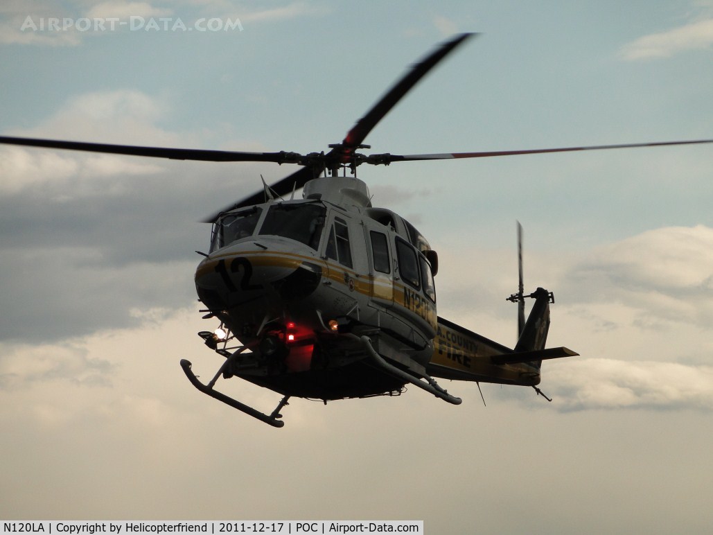 N120LA, 2007 Bell 412EP C/N 36455, In bound over taxiway Sierra for LA County Air Ops helipad