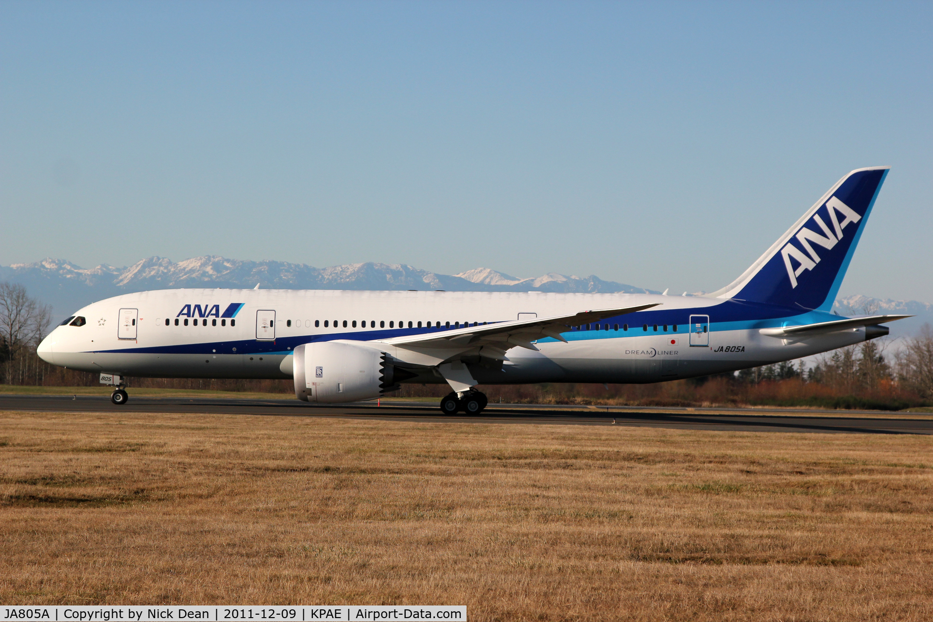 JA805A, 2010 Boeing 787-8 Dreamliner C/N 34514, KPAE/PAE Boeing 116 taxiing for departure on first flight.