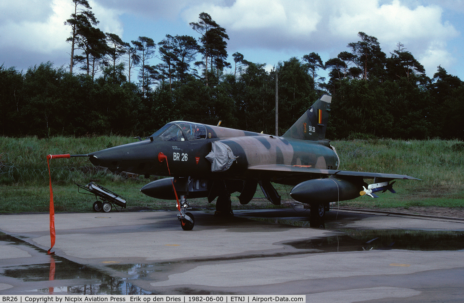 BR26, Dassault Mirage 5BR C/N 326, Belgium AF Mirage-VBR recce-fighter seen here in a dispersal at Jever AB, Germany, during the TAM 1982