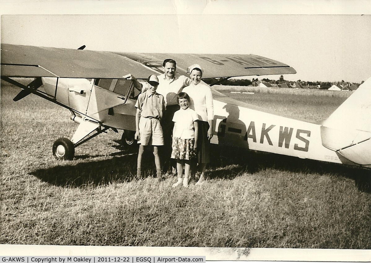 G-AKWS, 1944 Taylorcraft G Auster 4 C/N 1237, Photo from my family collection, possibly late 1950's taken at Clacton, Essex.