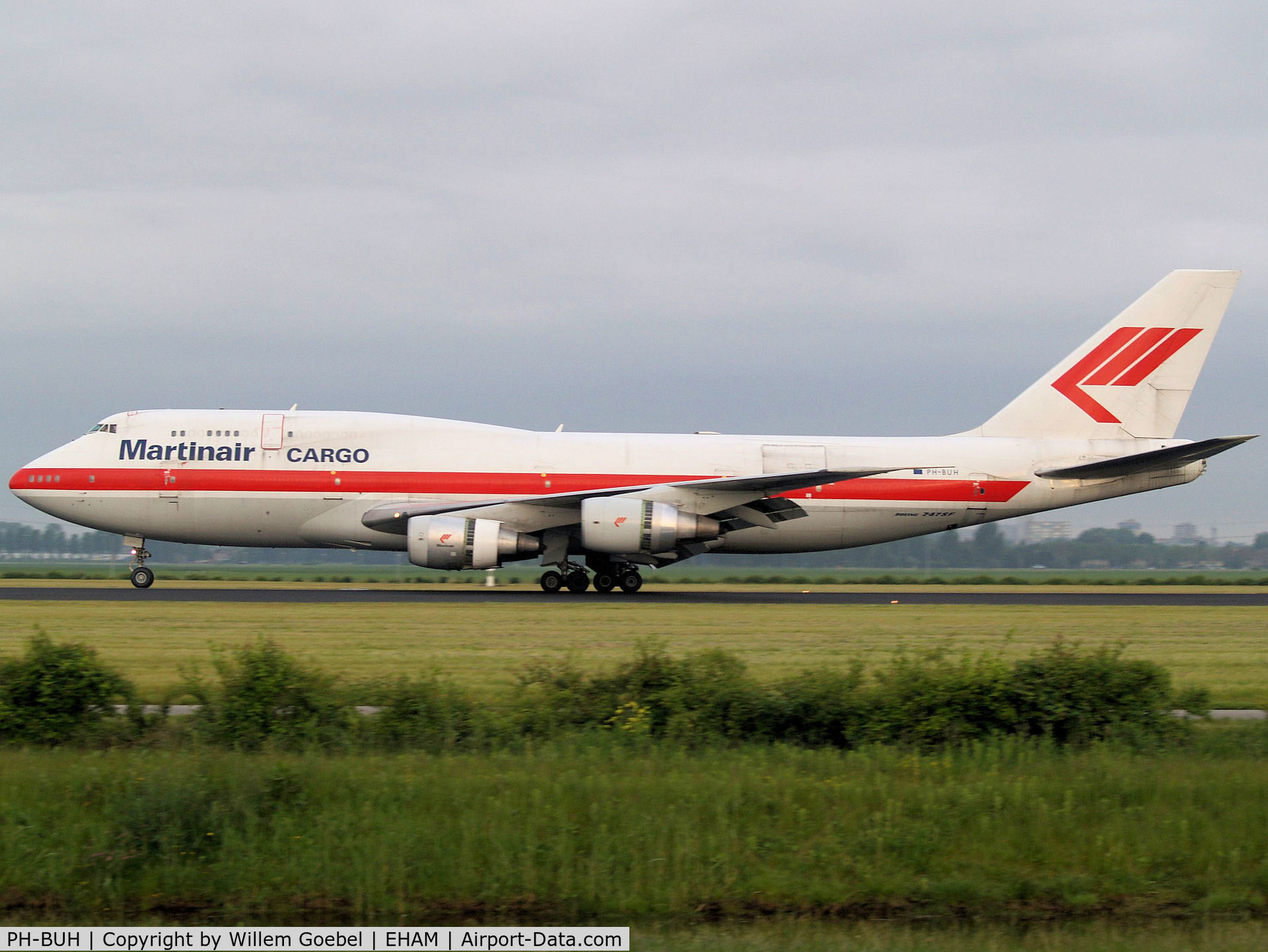 PH-BUH, 1975 Boeing 747-206B C/N 21110, Landing on runway R18 of Amsterdam Airport.