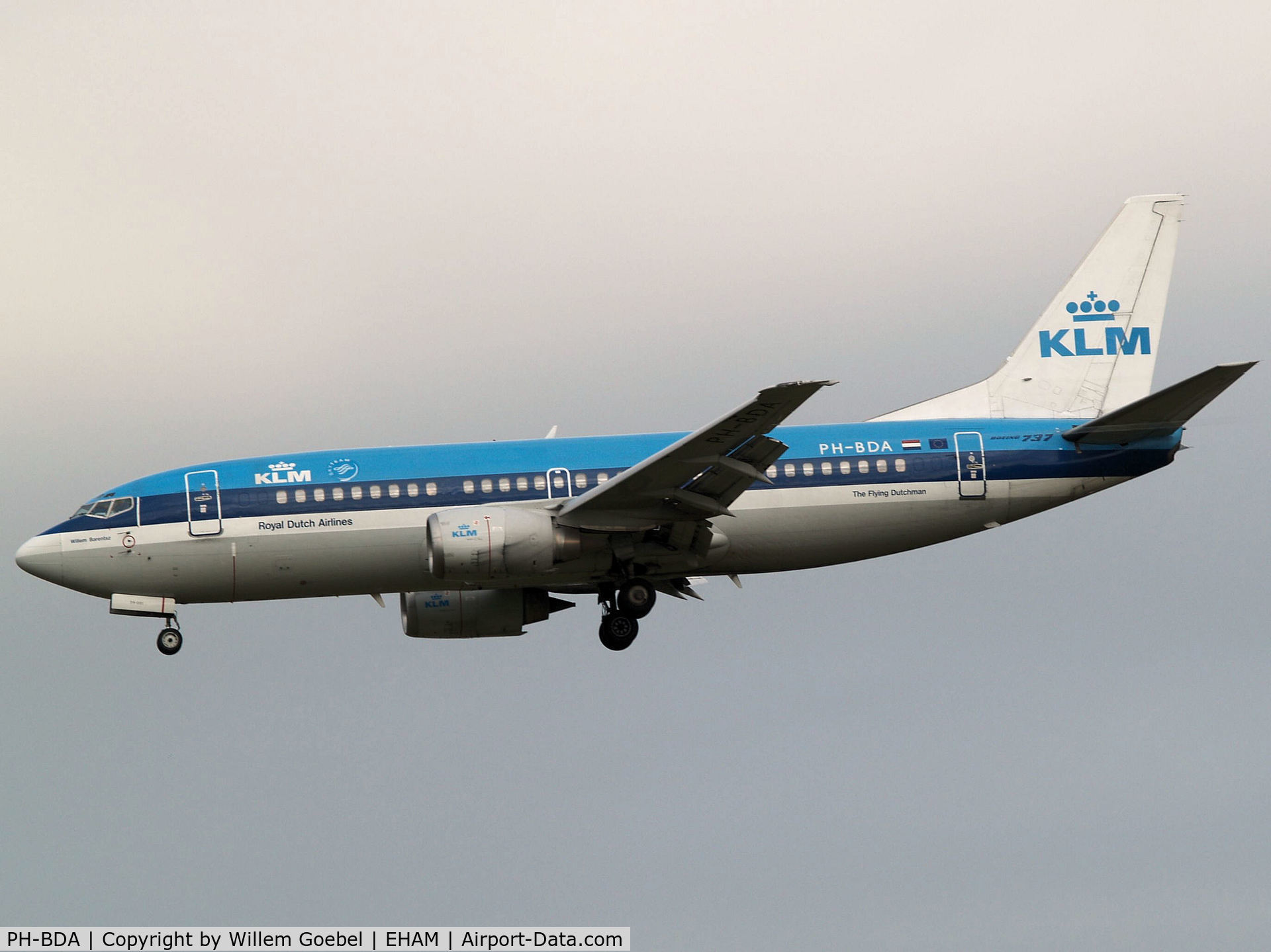 PH-BDA, 1986 Boeing 737-306 C/N 23537, Landing on runway C18 of Amsterdam Airport.