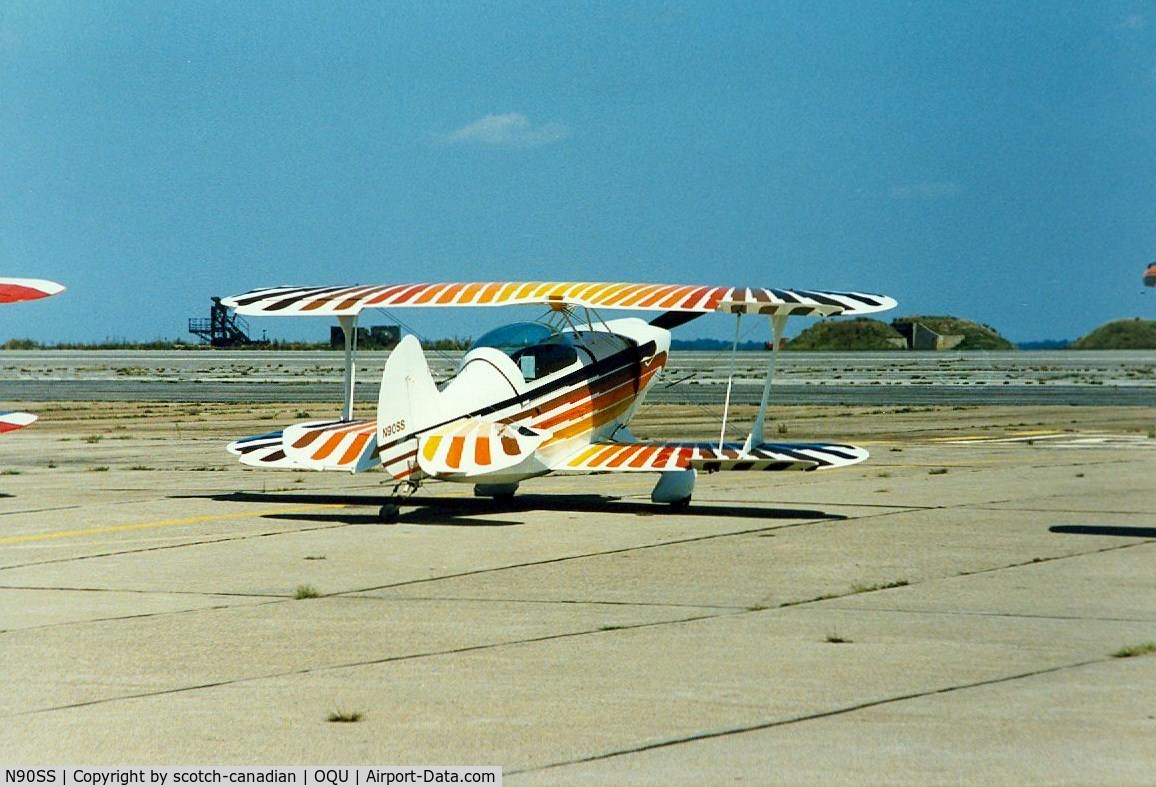 N90SS, 1982 Christen Eagle II C/N SKUPIEN-0001, 1982 Christen Eagle II N90SS at Quonset State Airport, North Kingstown, RI - circa 1980's