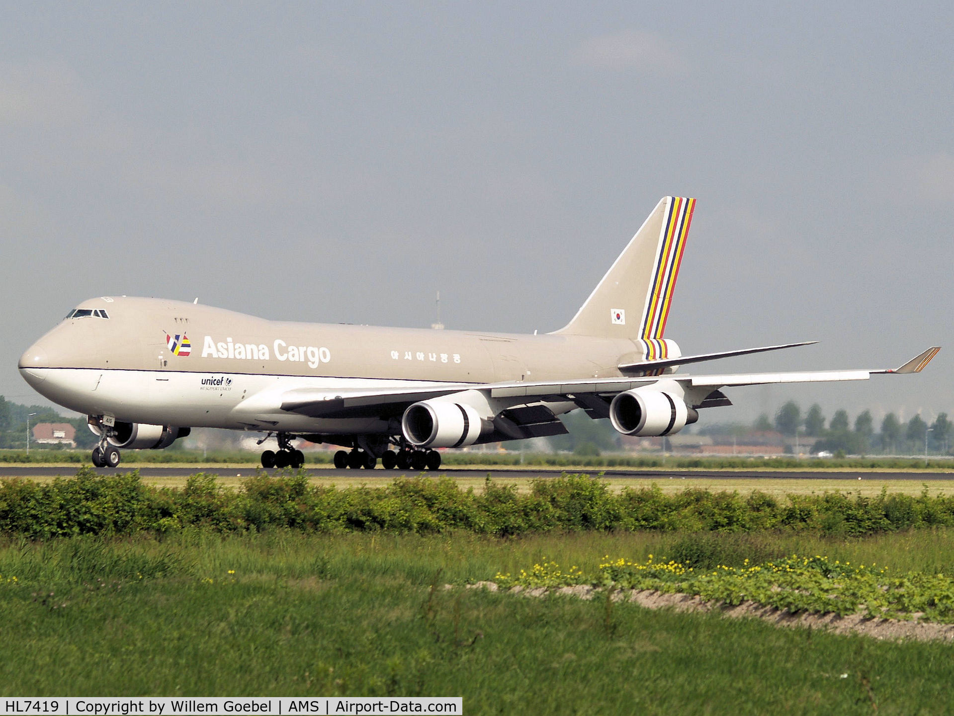 HL7419, 1994 Boeing 747-48EF (SCD) C/N 25781, Landing on runway R18 of Amsterdam Airport