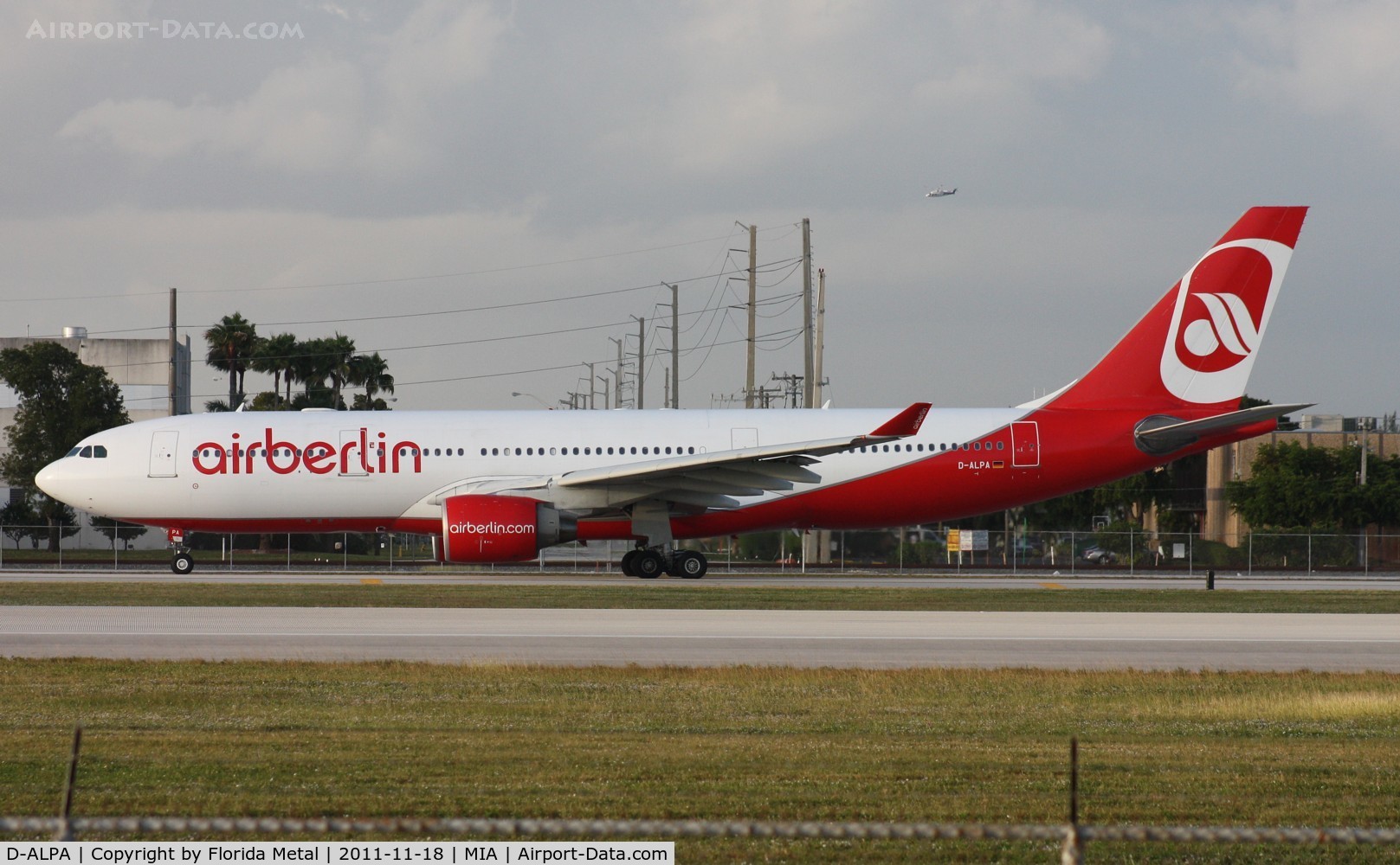 D-ALPA, 2001 Airbus A330-223 C/N 403, Air Berlin was one of the very few non cargo planes to depart on Runway 9 that day